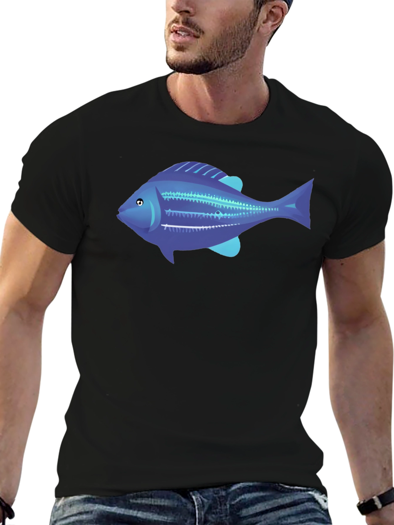 Blue Fish Graphic Tee - Mens Black T-Shirt