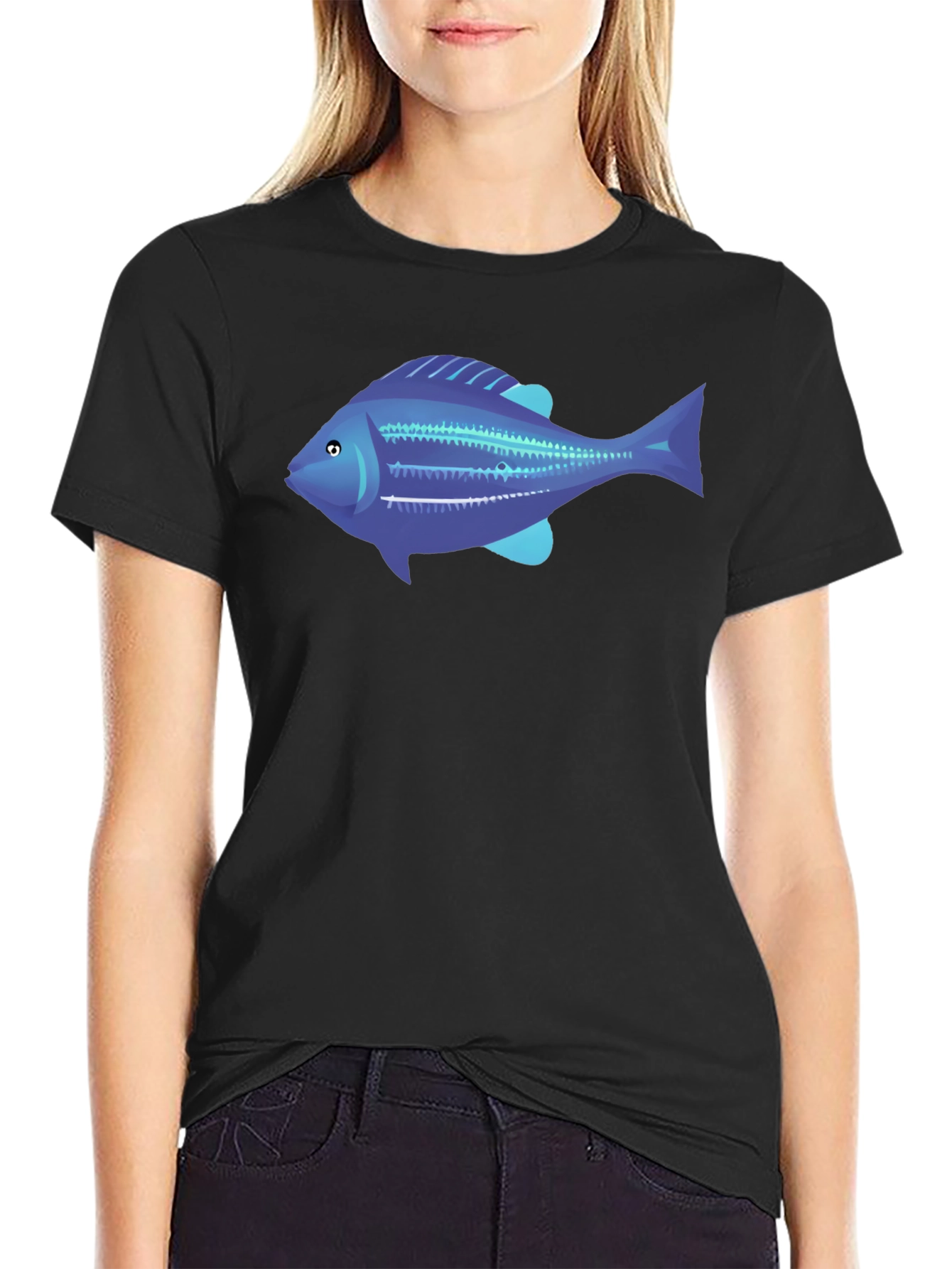 Blue Fish Graphic Tee - Mens Black T-Shirt