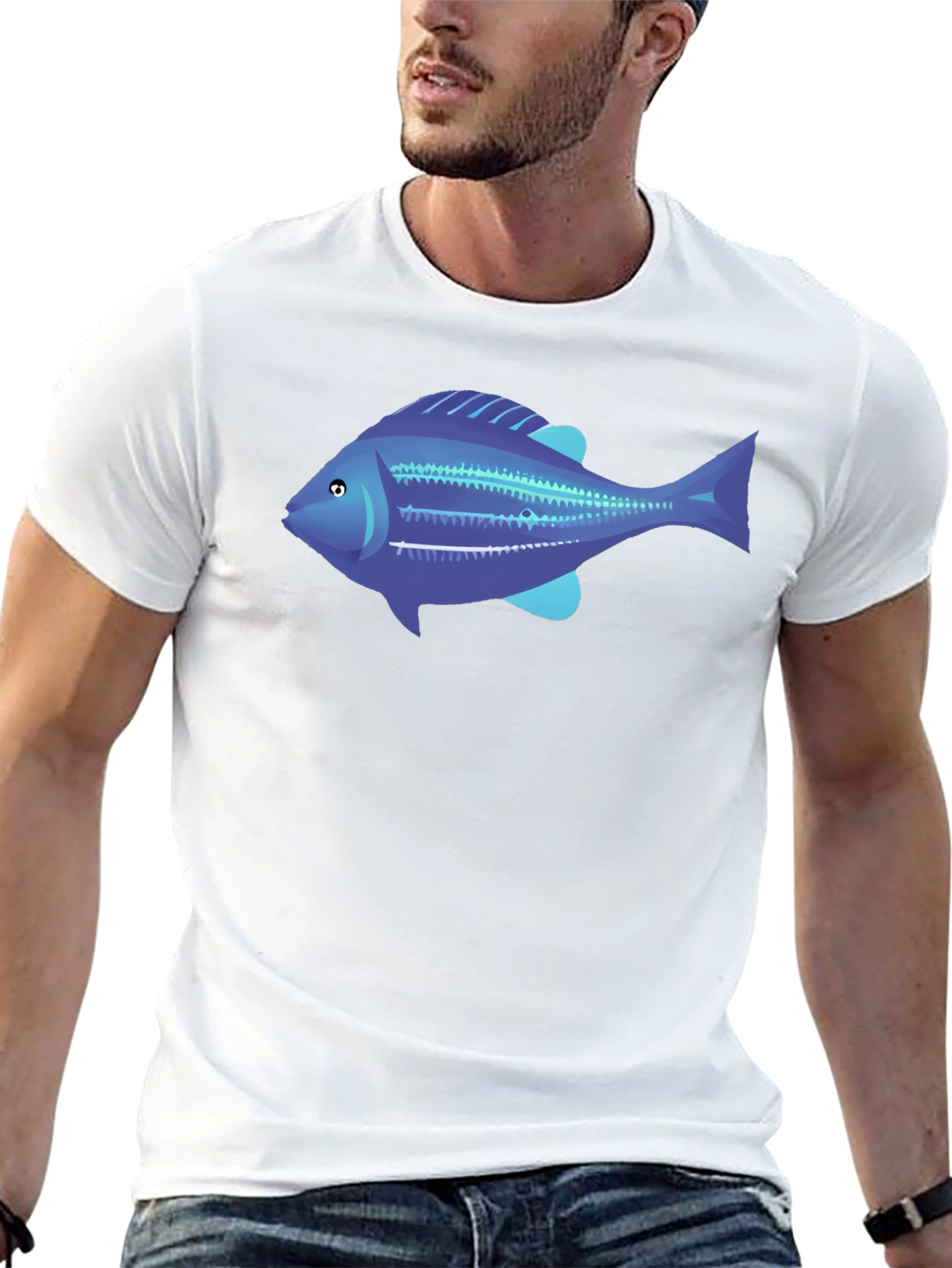 Blue Fish Graphic Tee - Mens Black T-Shirt