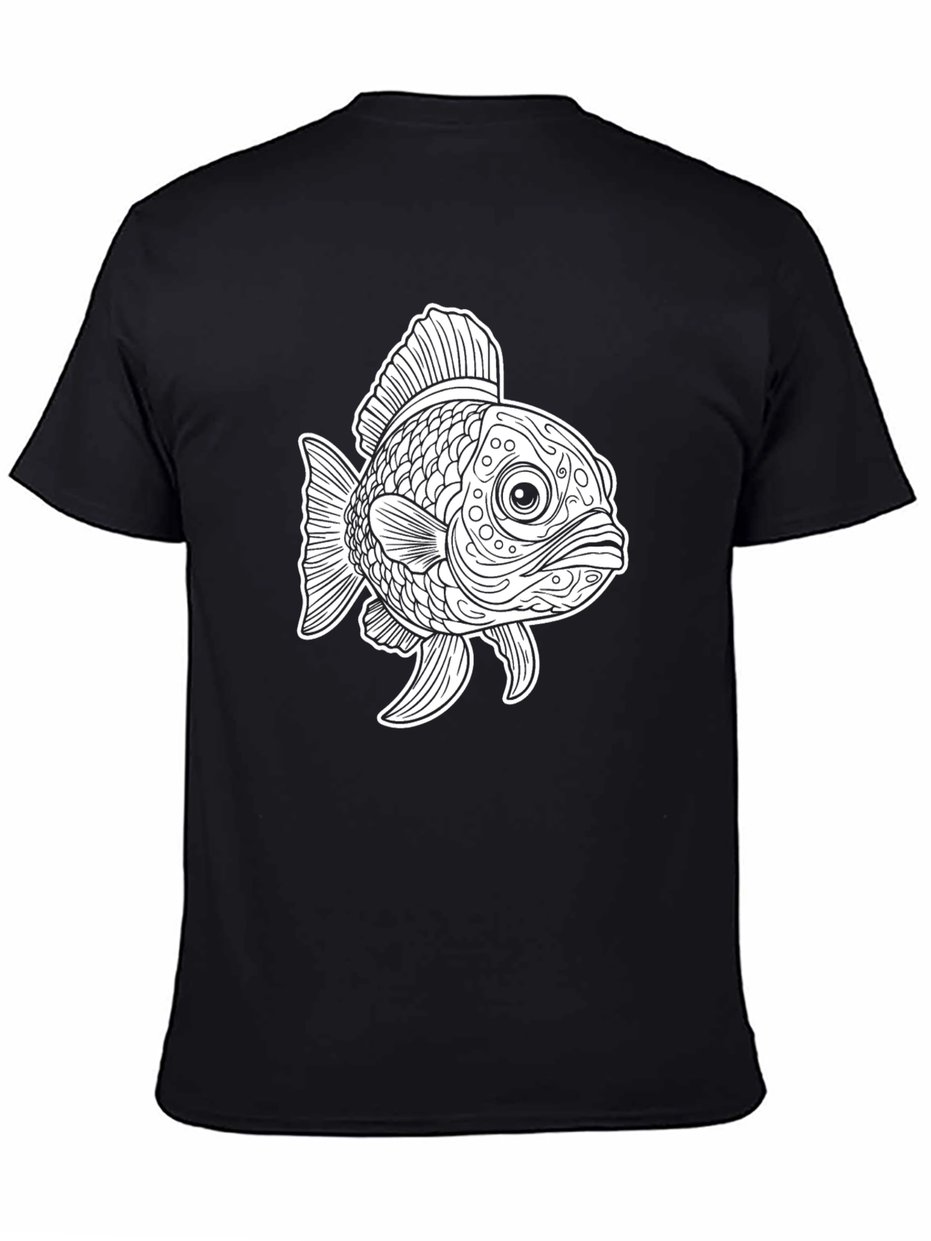 Black T-Shirt with Goldfish Graphic