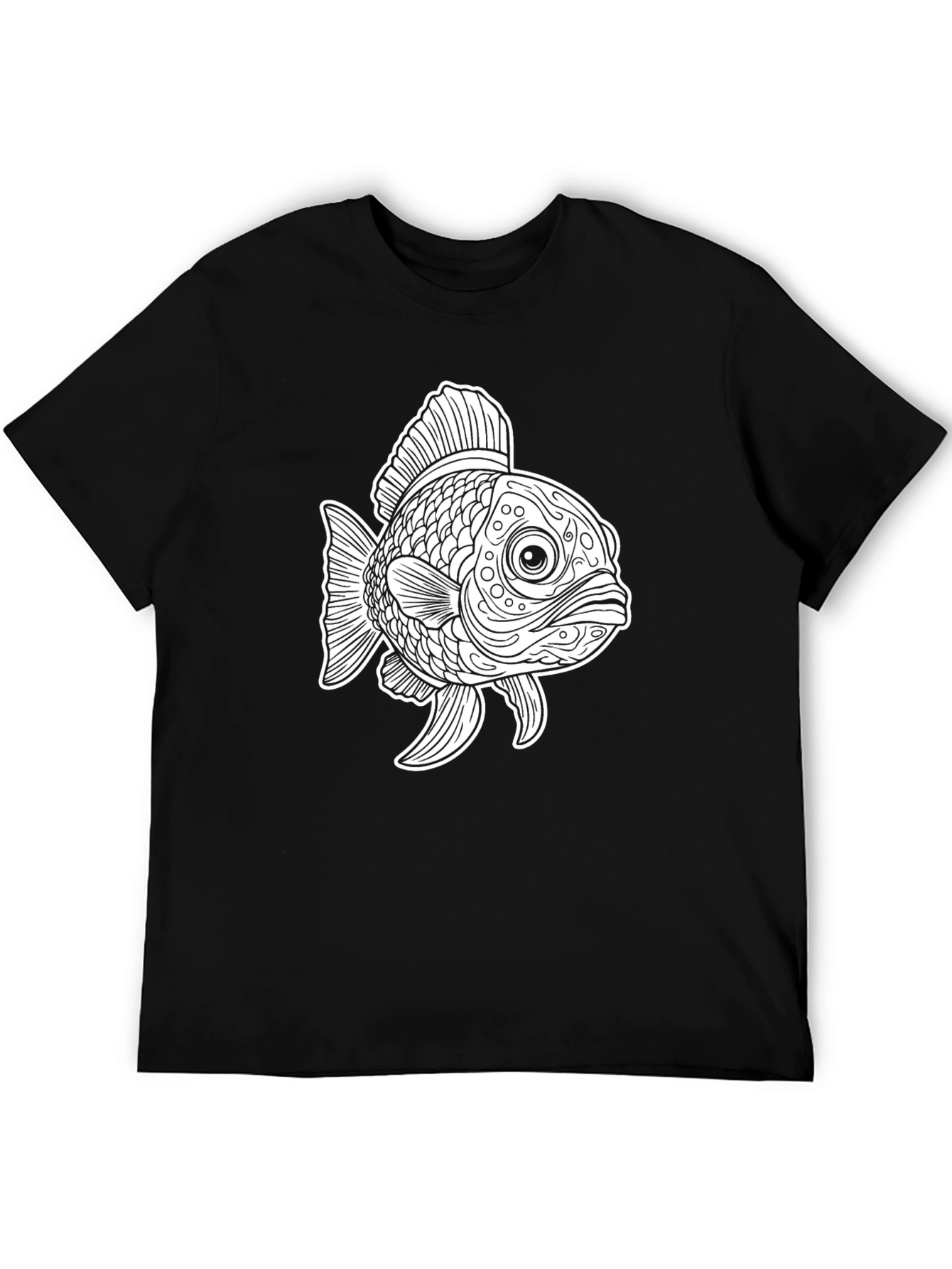 Black T-Shirt with Goldfish Graphic