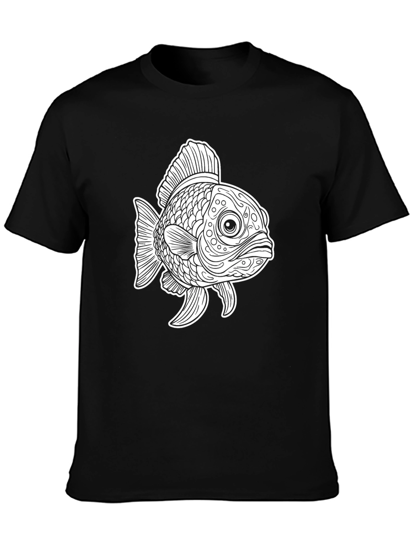 Black T-Shirt with Goldfish Graphic