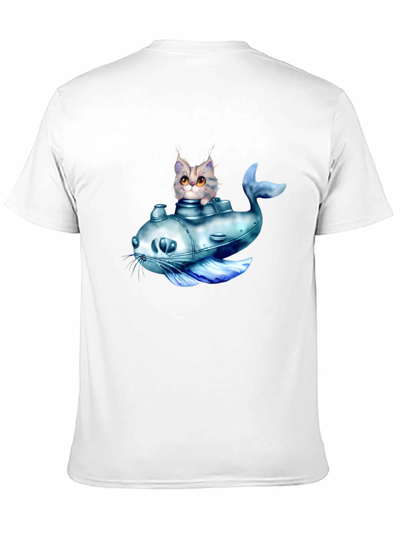 Cat Submarine Graphic T-Shirt - Black