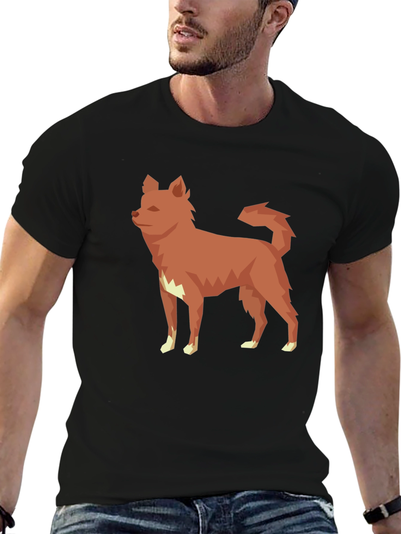 Geometric Dog Graphic Tee - Modern Style