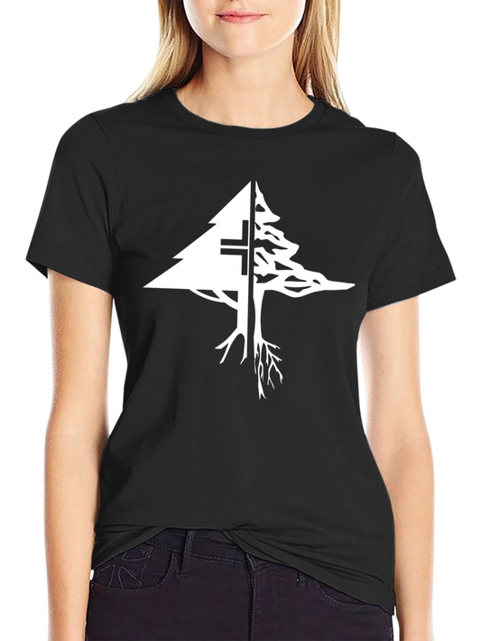Tree Cross Graphic Tee - Black Cotton Blend T-Shirt