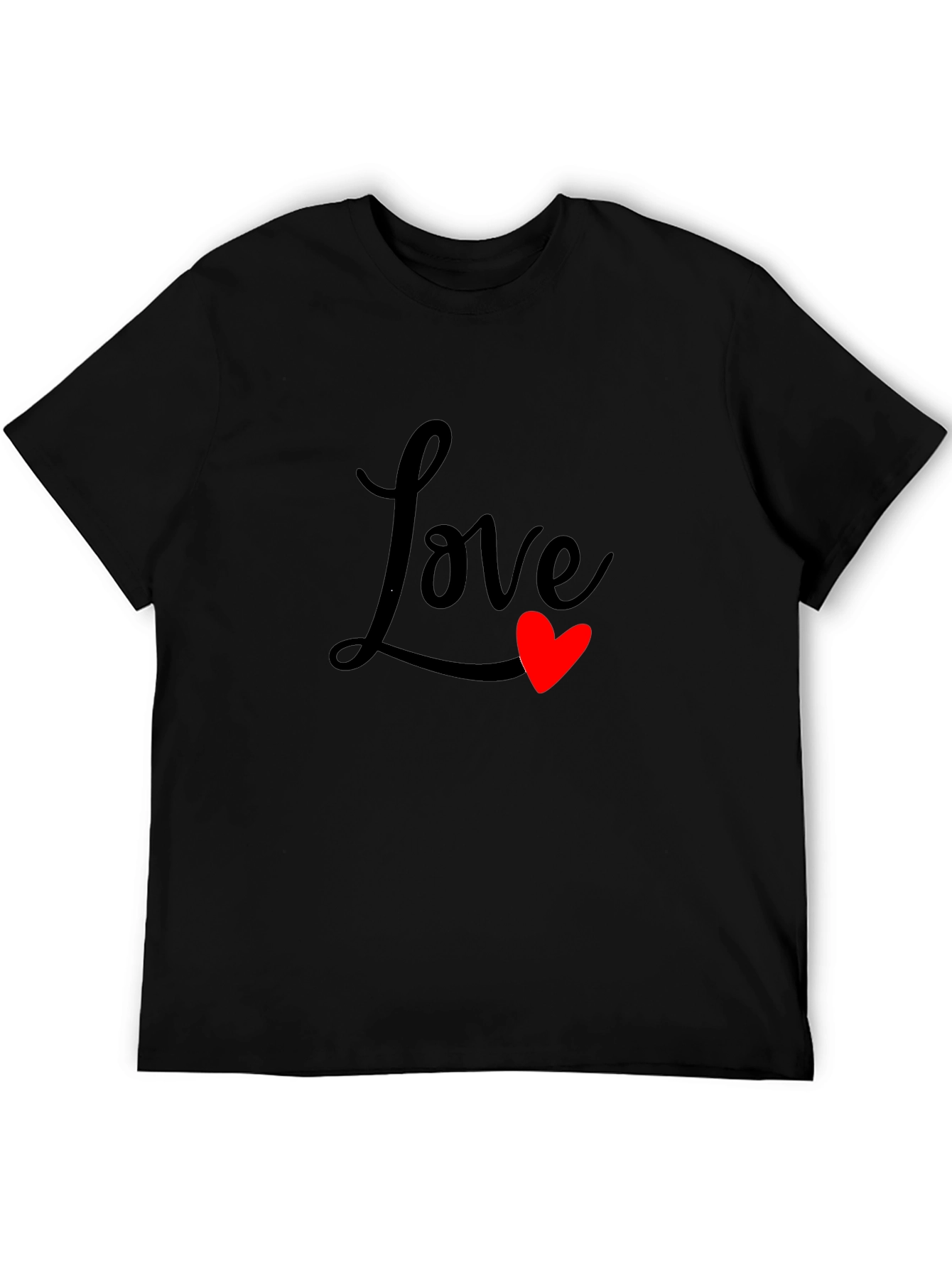 Love Heart Graphic Black T-Shirt
