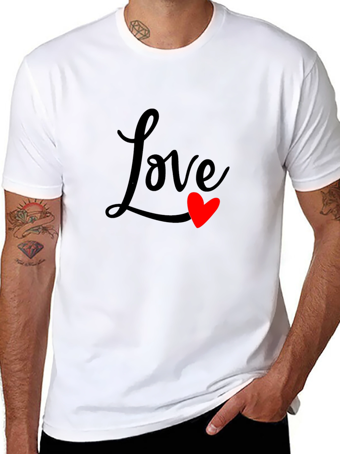 Love Heart Graphic Black T-Shirt