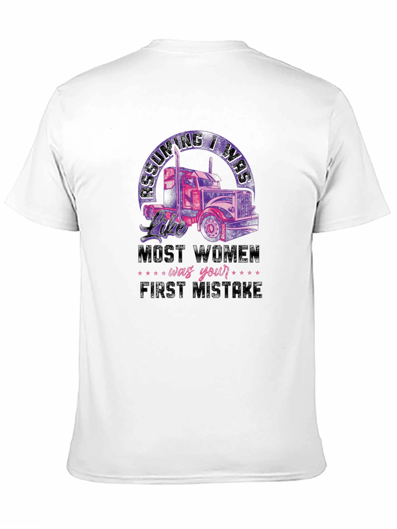 Trucker Woman Black T-Shirt First Mistake