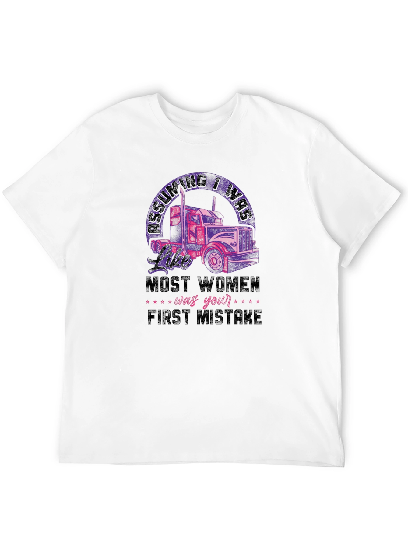 Trucker Woman Black T-Shirt First Mistake