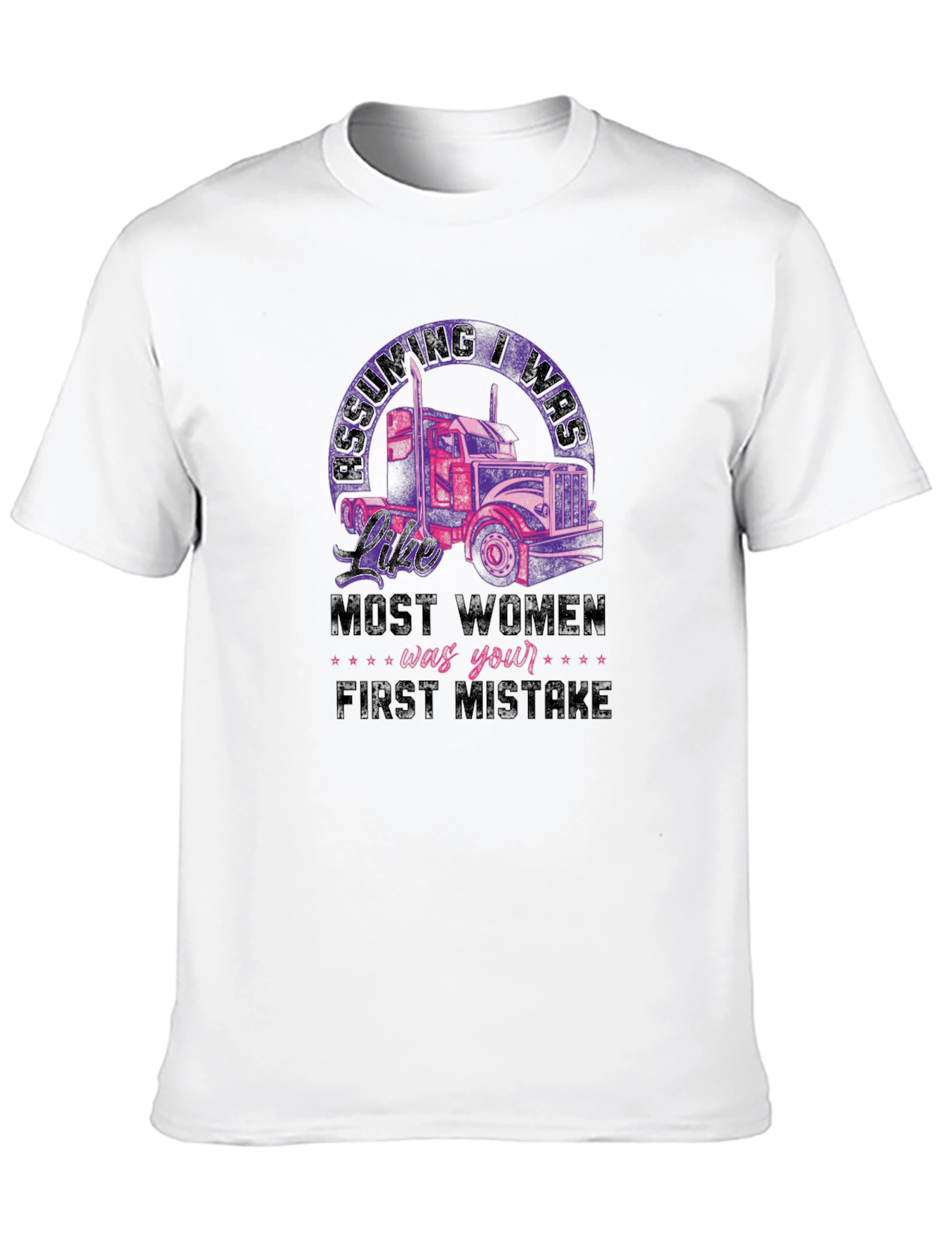 Trucker Woman Black T-Shirt First Mistake