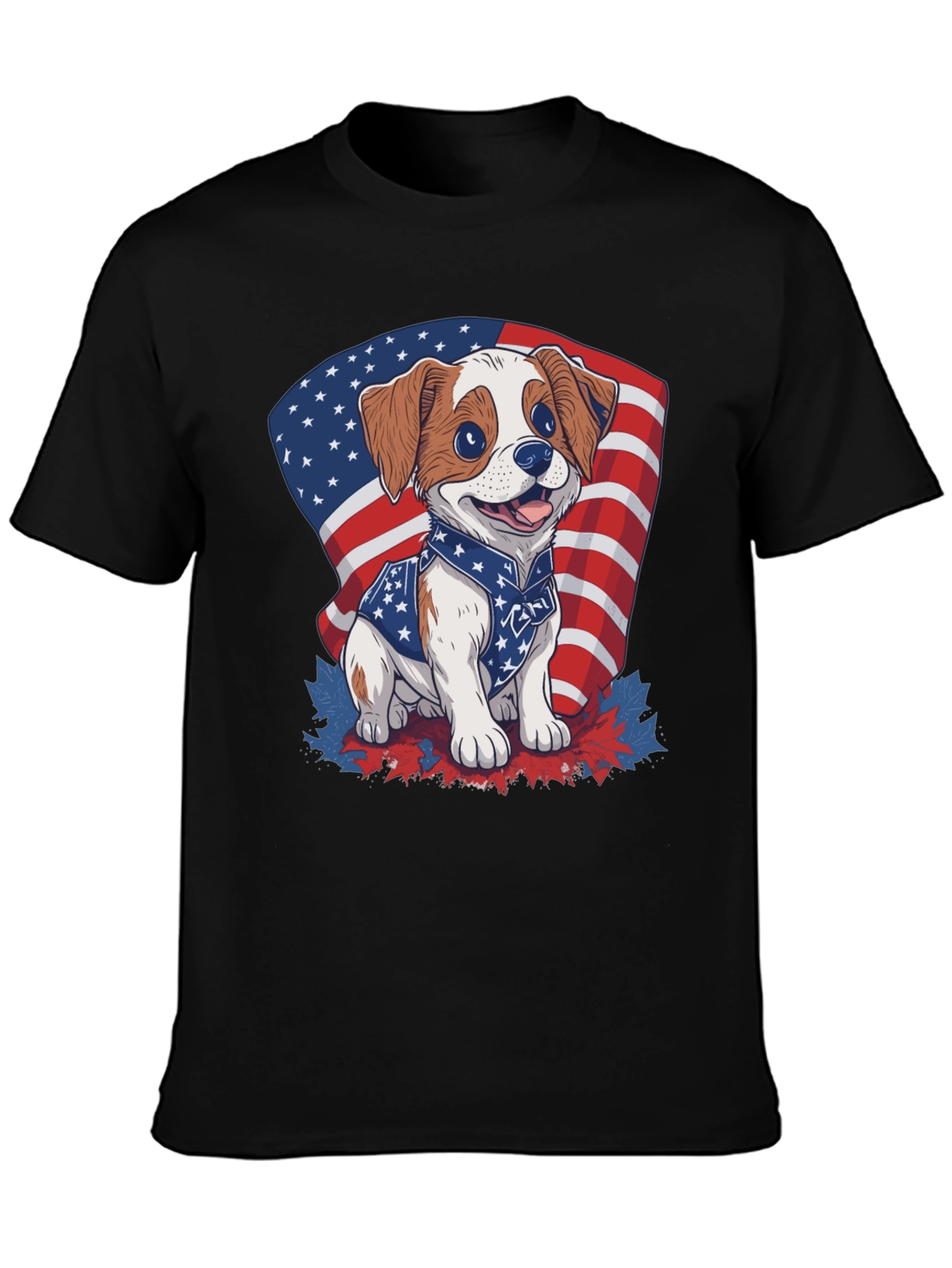 Patriotic Puppy T-Shirt: American Flag Dog Design