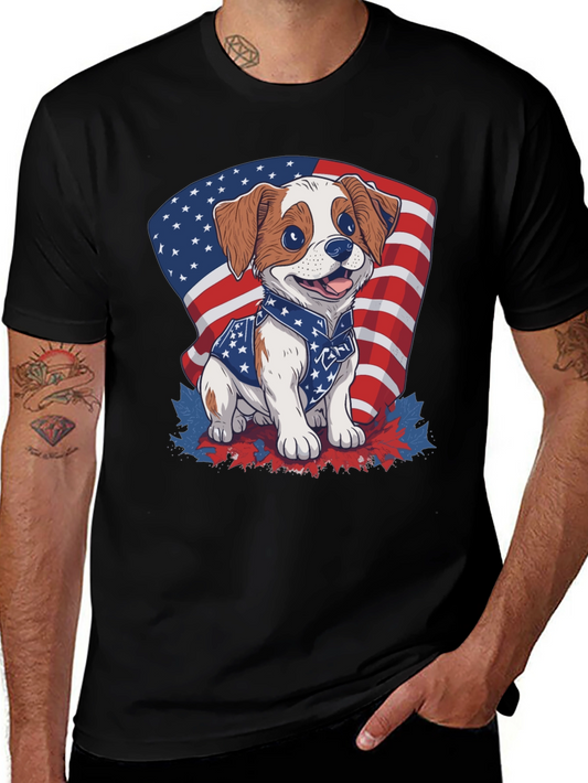 Patriotic Puppy T-Shirt: American Flag Dog Design