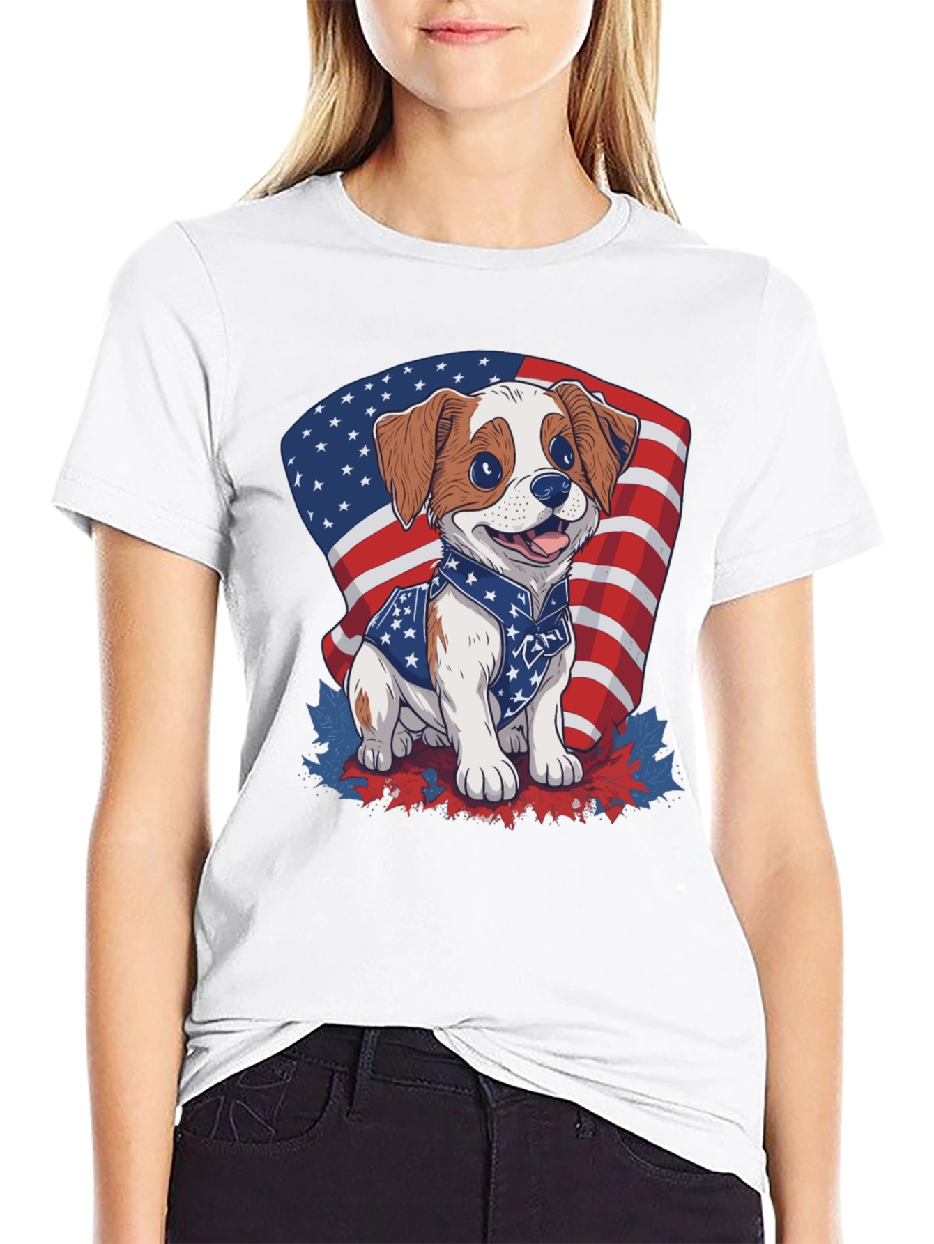 Patriotic Puppy T-Shirt: American Flag Dog Design