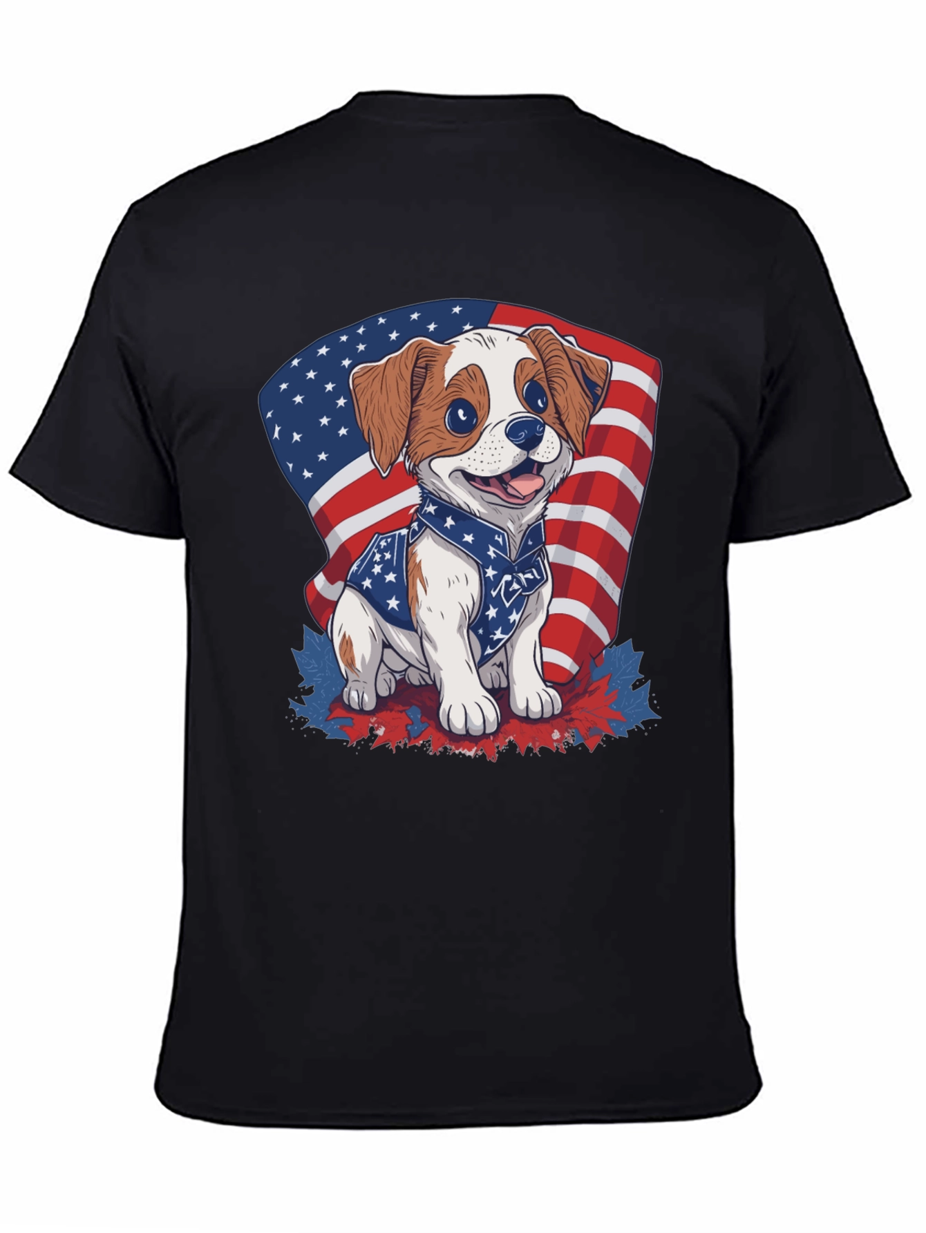 Patriotic Puppy T-Shirt: American Flag Dog Design