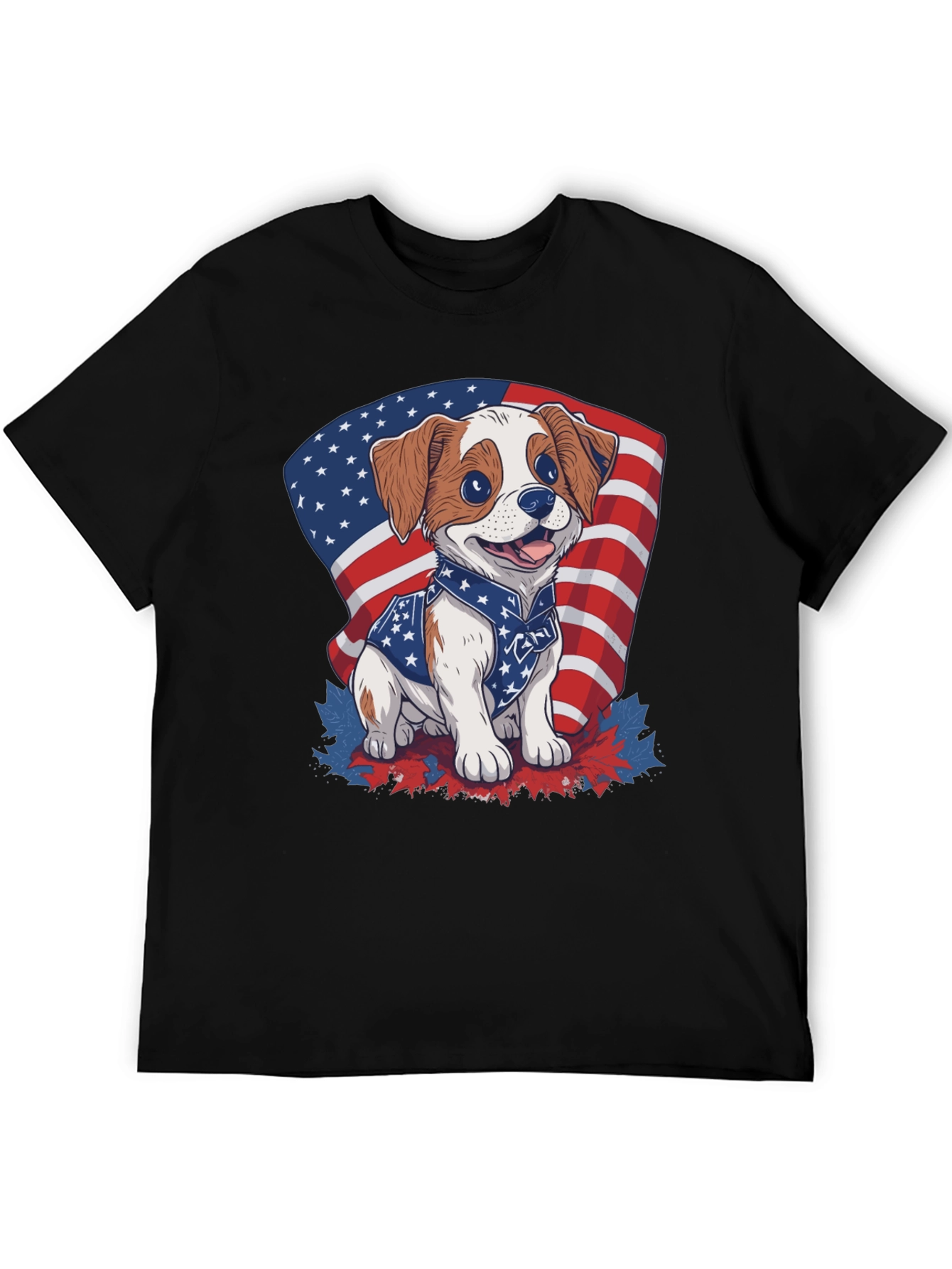 Patriotic Puppy T-Shirt: American Flag Dog Design