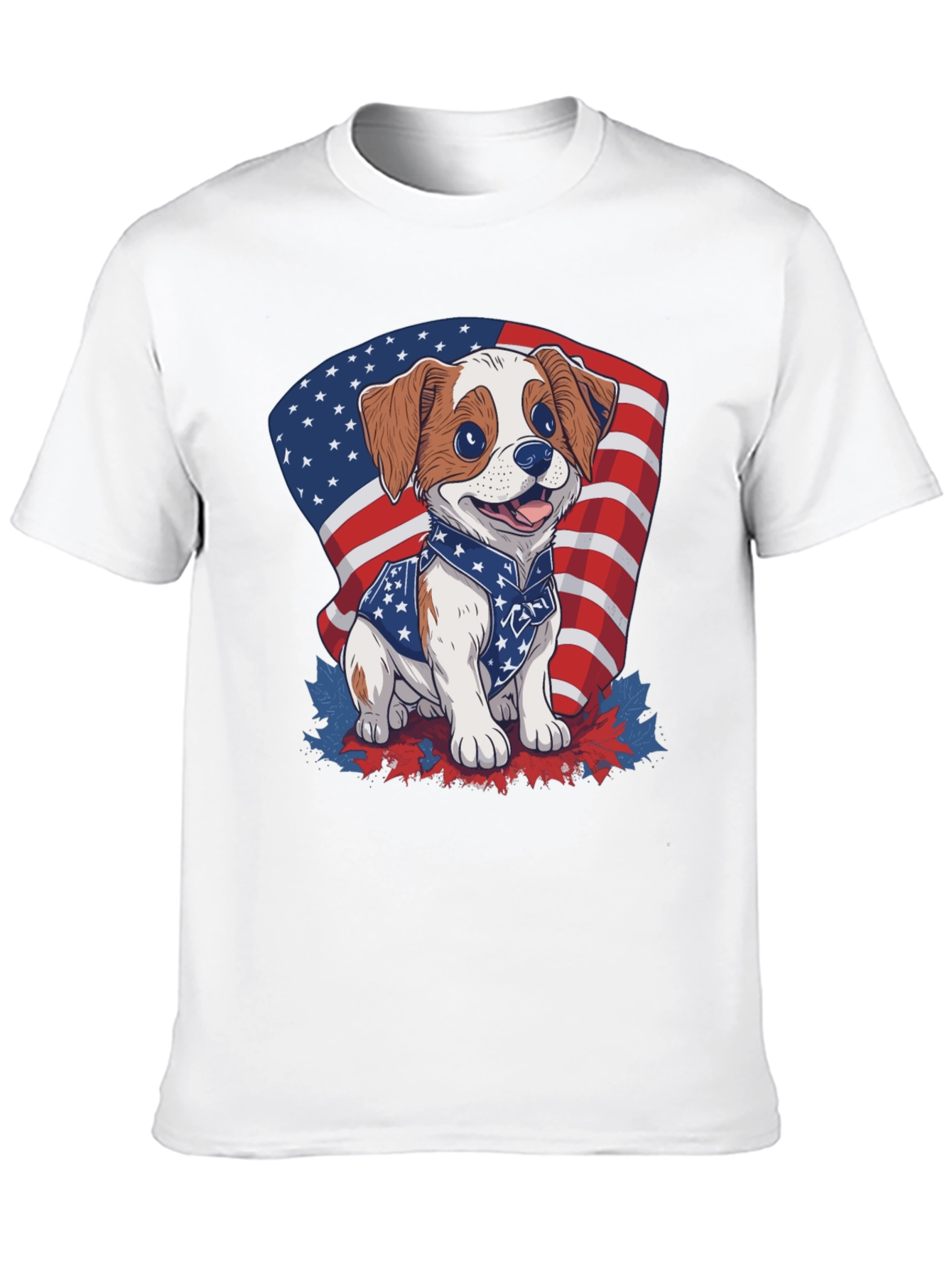 Patriotic Puppy T-Shirt: American Flag Dog Design