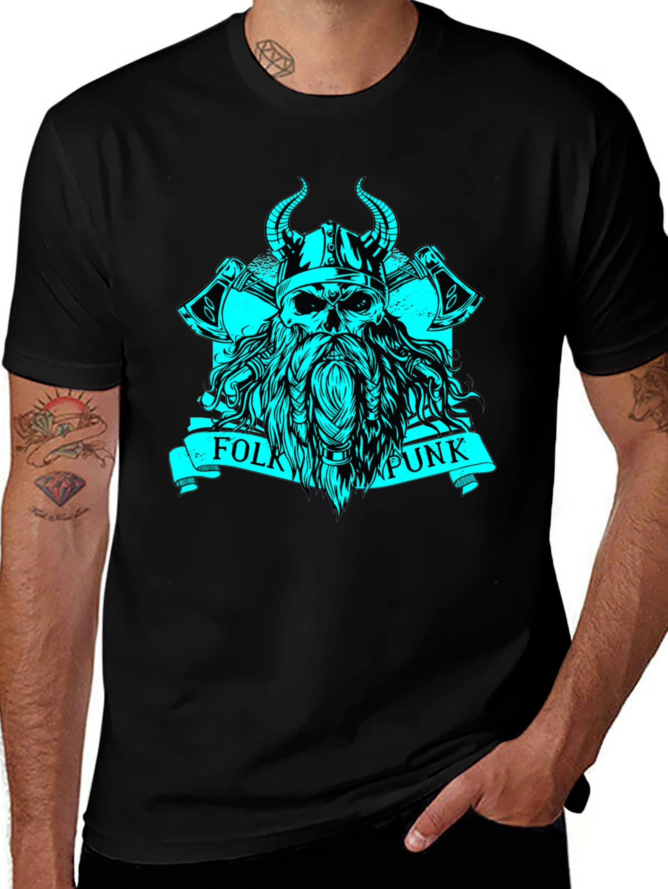 Folk Punk Viking Skull Graphic Tee