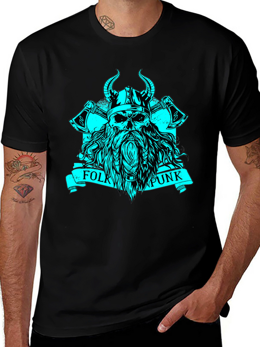 Folk Punk Viking Skull Graphic Tee