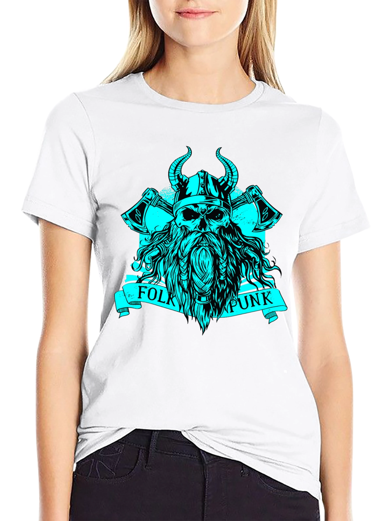 Folk Punk Viking Skull Graphic Tee