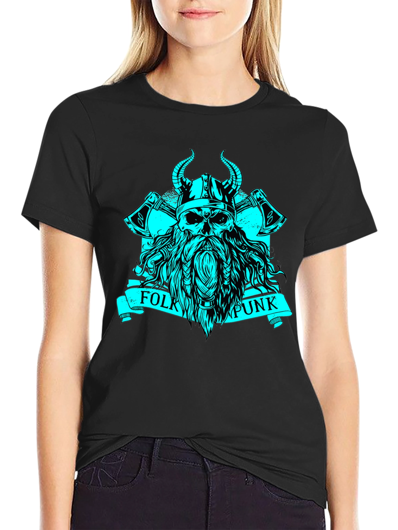 Folk Punk Viking Skull Graphic Tee