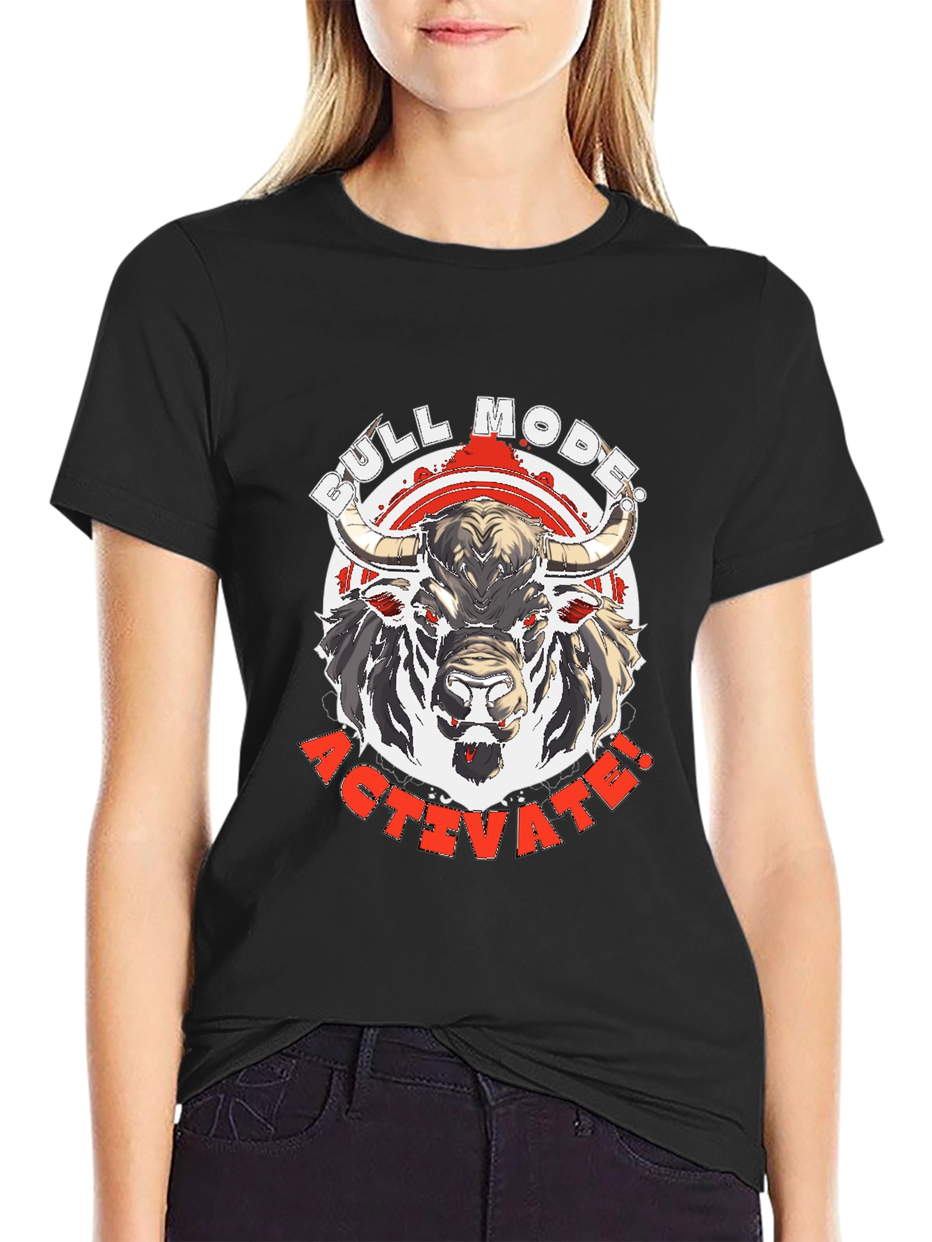 Bull Mode Activate Graphic Tee - Black Cotton T-Shirt