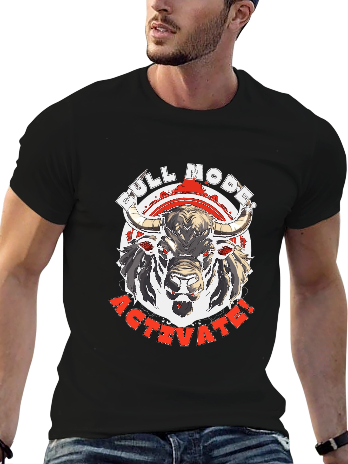 Bull Mode Activate Graphic Tee - Black Cotton T-Shirt