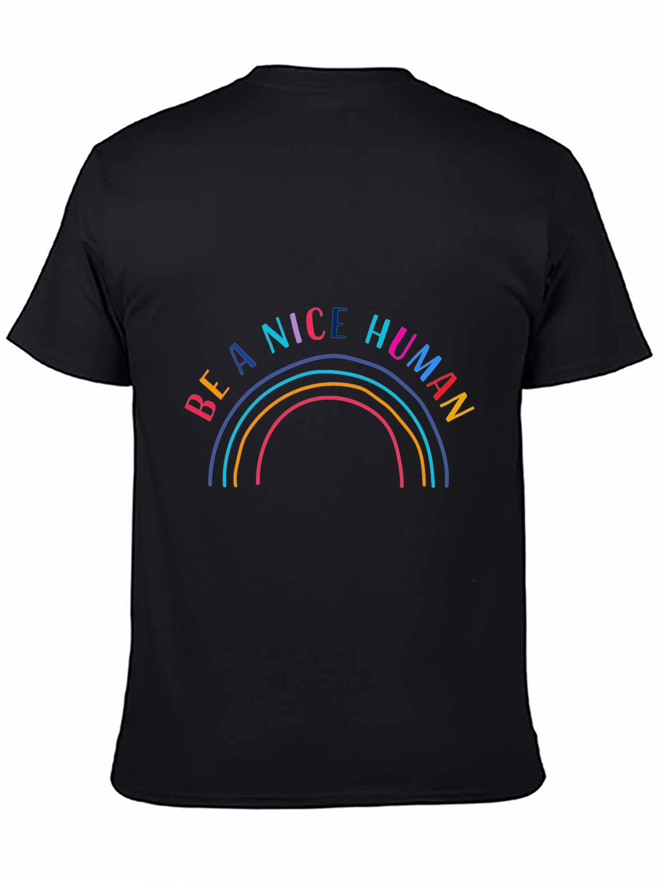 Be a Nice Human Rainbow Graphic Tee - Black