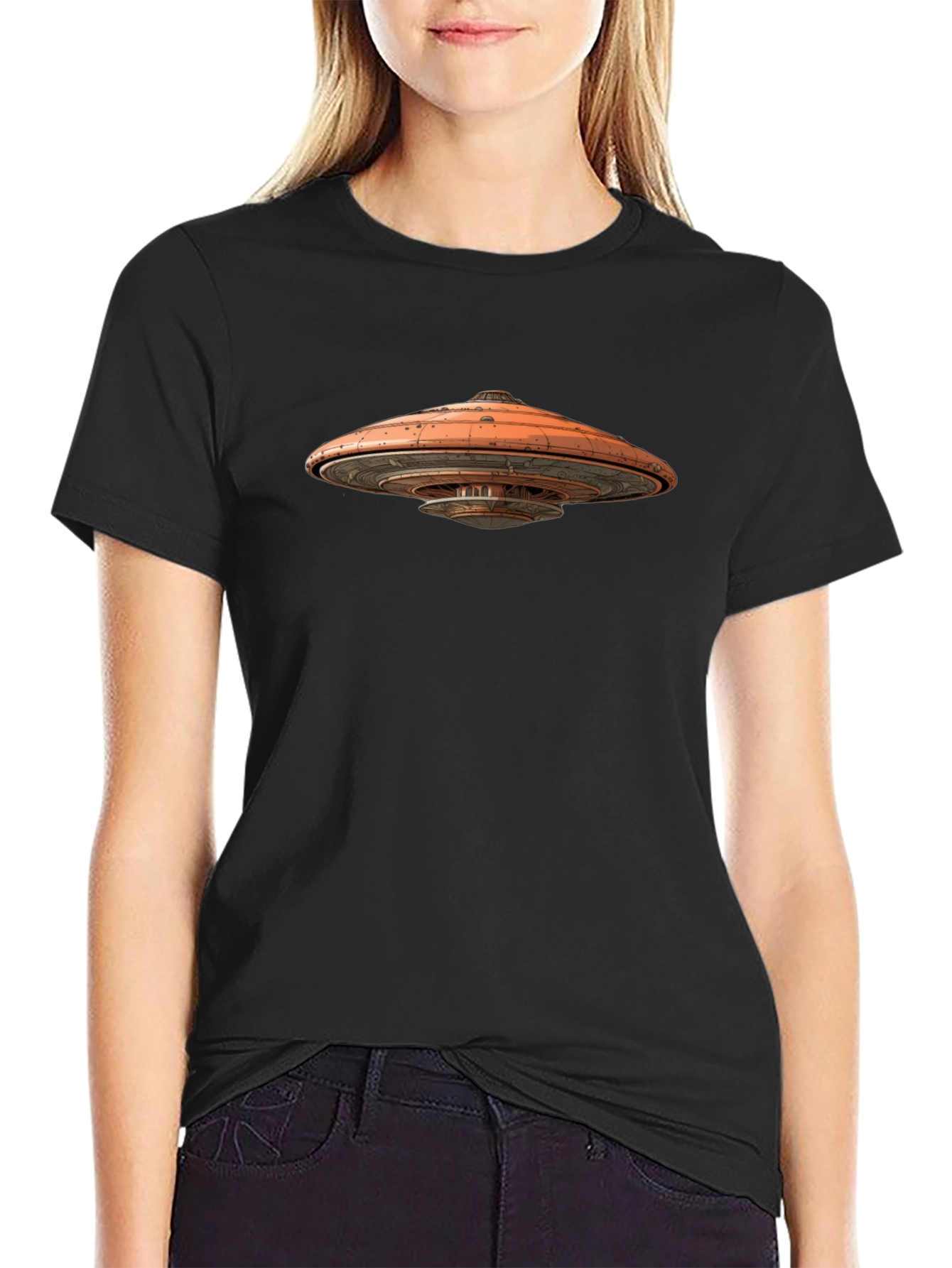 UFO Graphic Black T-Shirt - Sci-Fi Tee