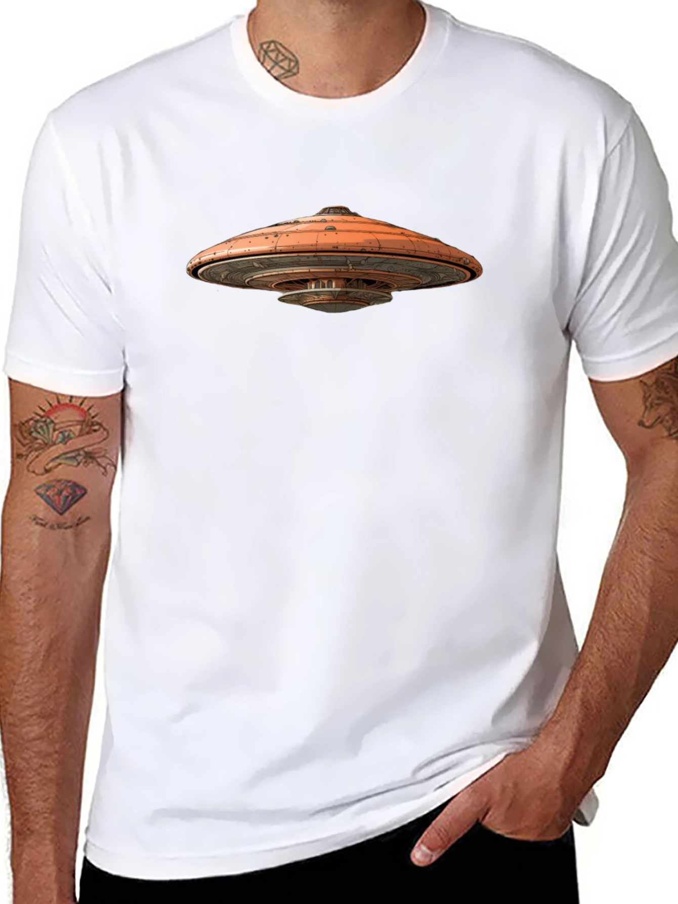 UFO Graphic Black T-Shirt - Sci-Fi Tee