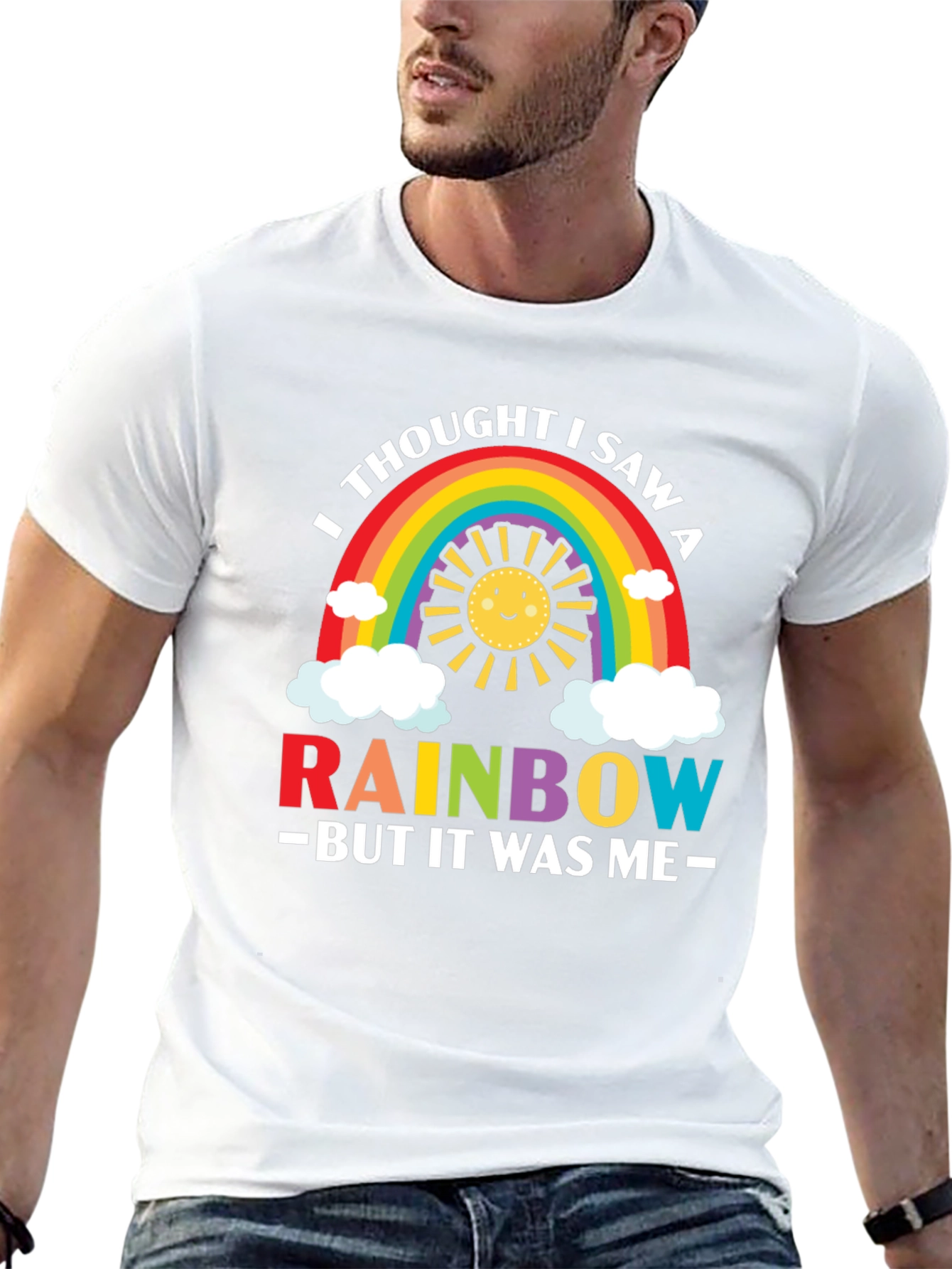 Rainbow Graphic Tee - Funny & Cute Mens T-Shirt
