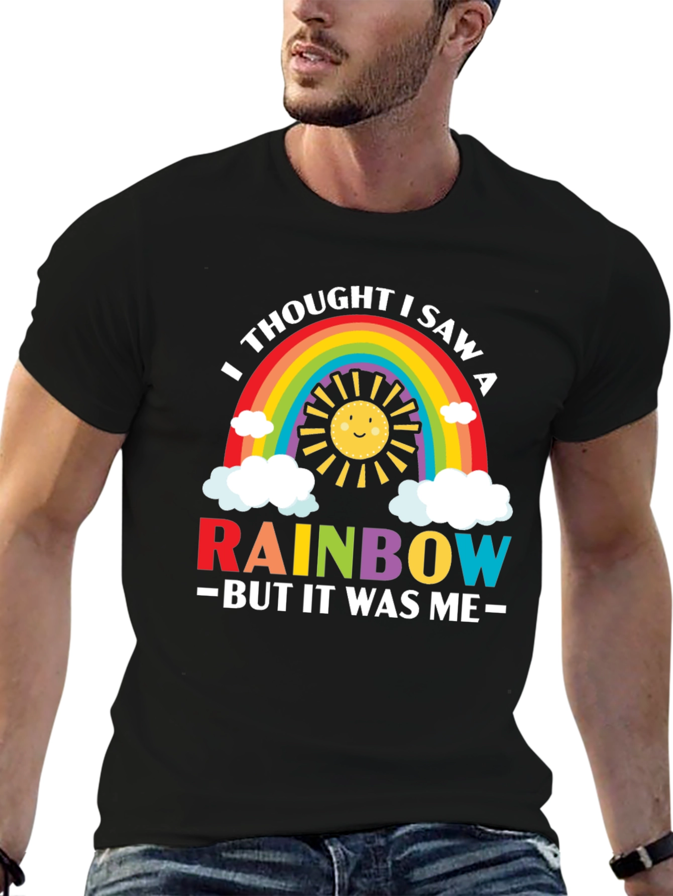 Rainbow Graphic Tee - Funny & Cute Mens T-Shirt