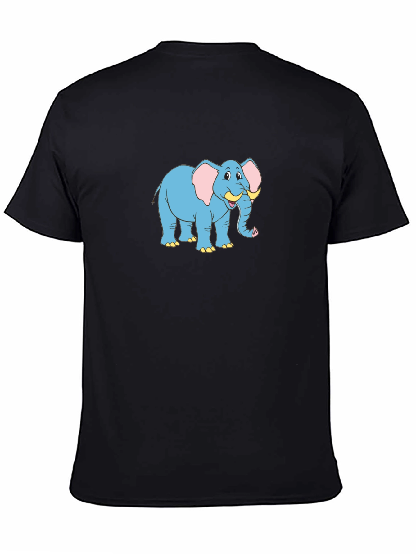 Cartoon Elephant Graphic Black T-Shirt