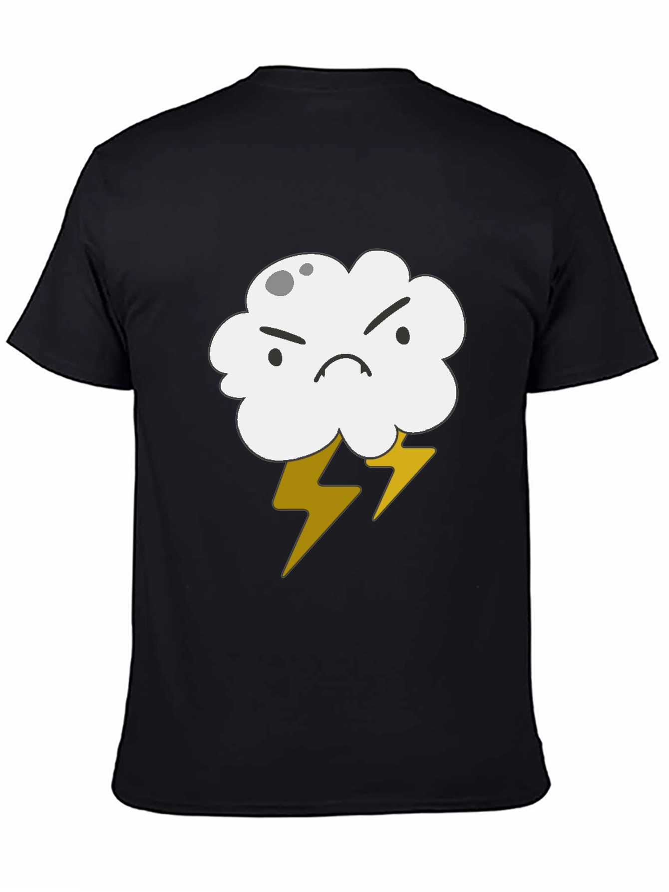 Angry Cloud Lightning Bolt Graphic Black T-Shirt