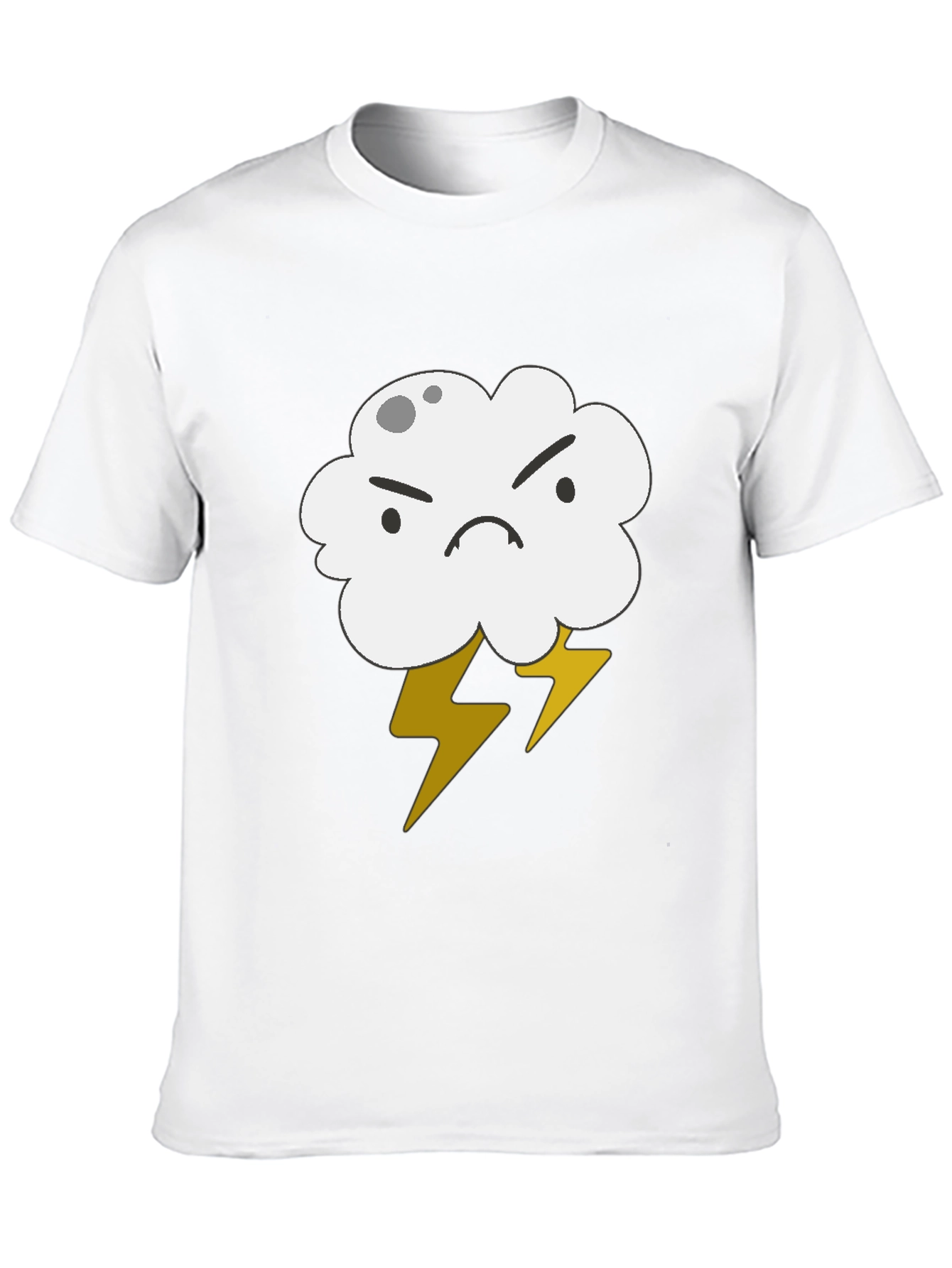 Angry Cloud Lightning Bolt Graphic Black T-Shirt