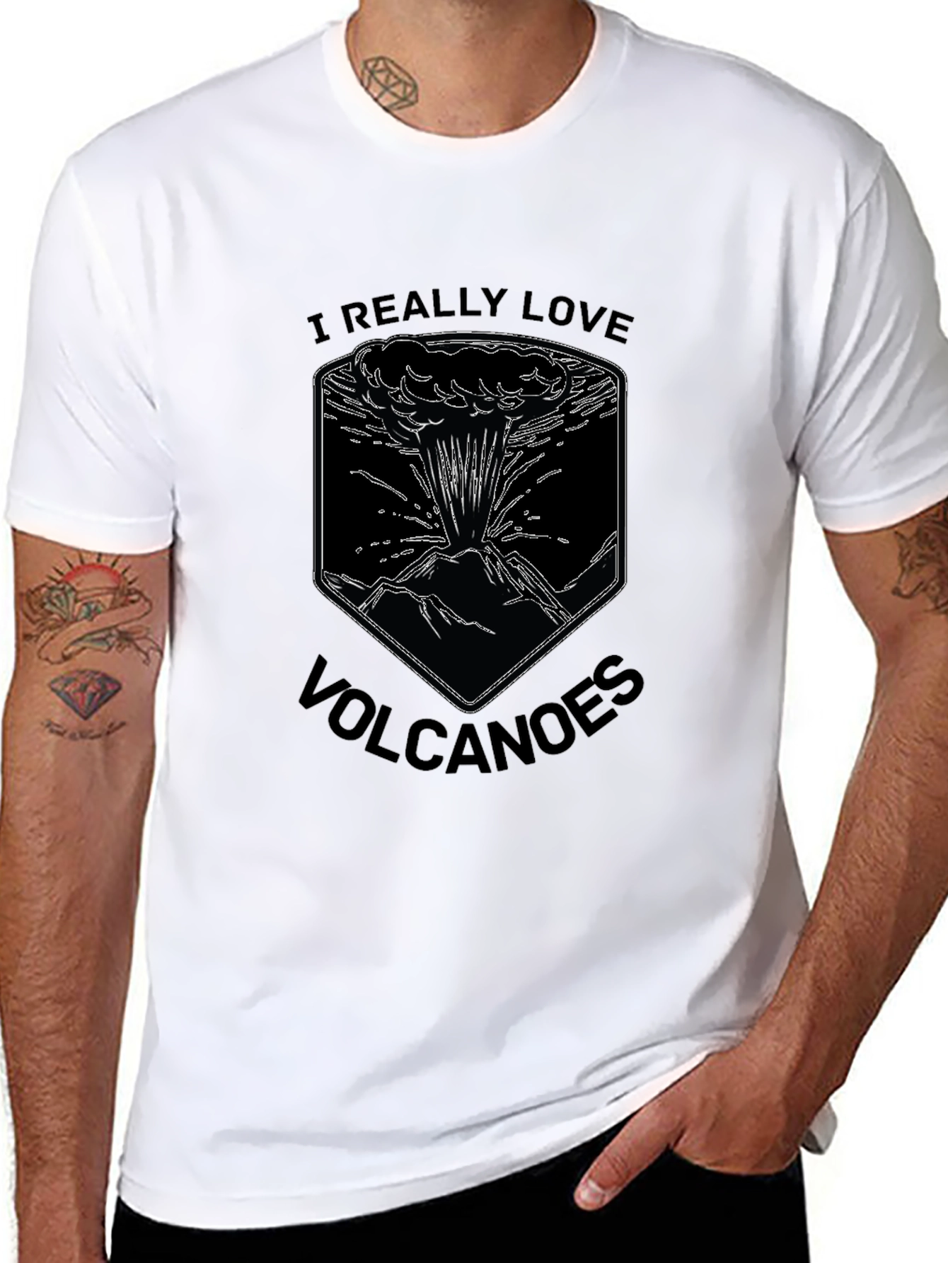 I Love Volcanoes Graphic T-Shirt - Black