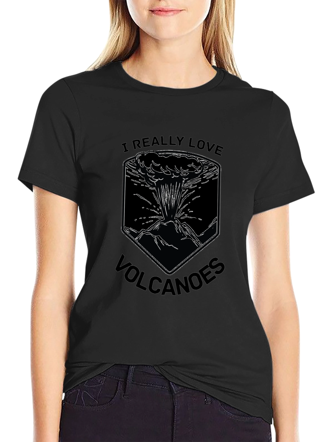 I Love Volcanoes Graphic T-Shirt - Black
