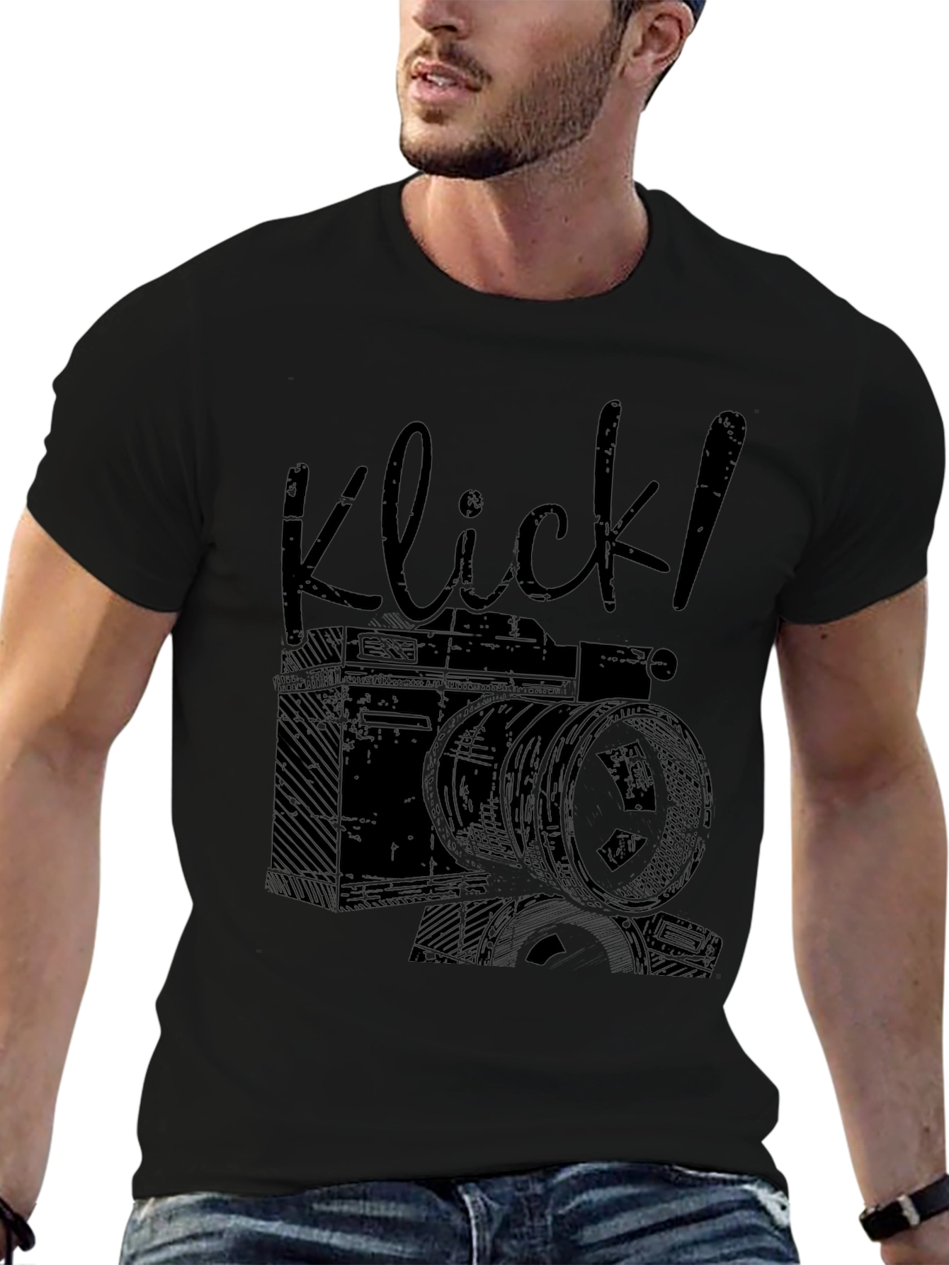 Klick! Camera Graphic Print Black T-Shirt