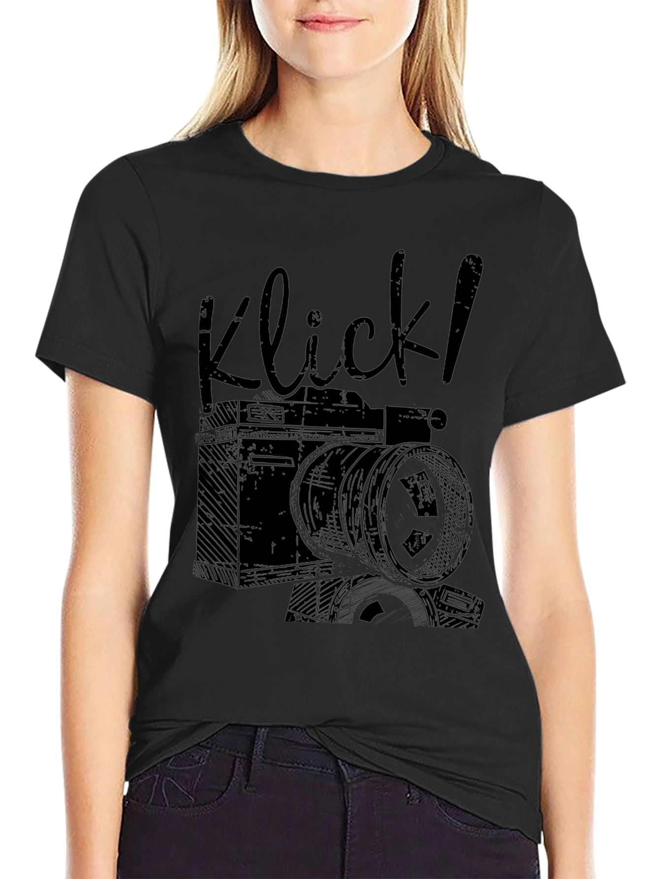 Klick! Camera Graphic Print Black T-Shirt