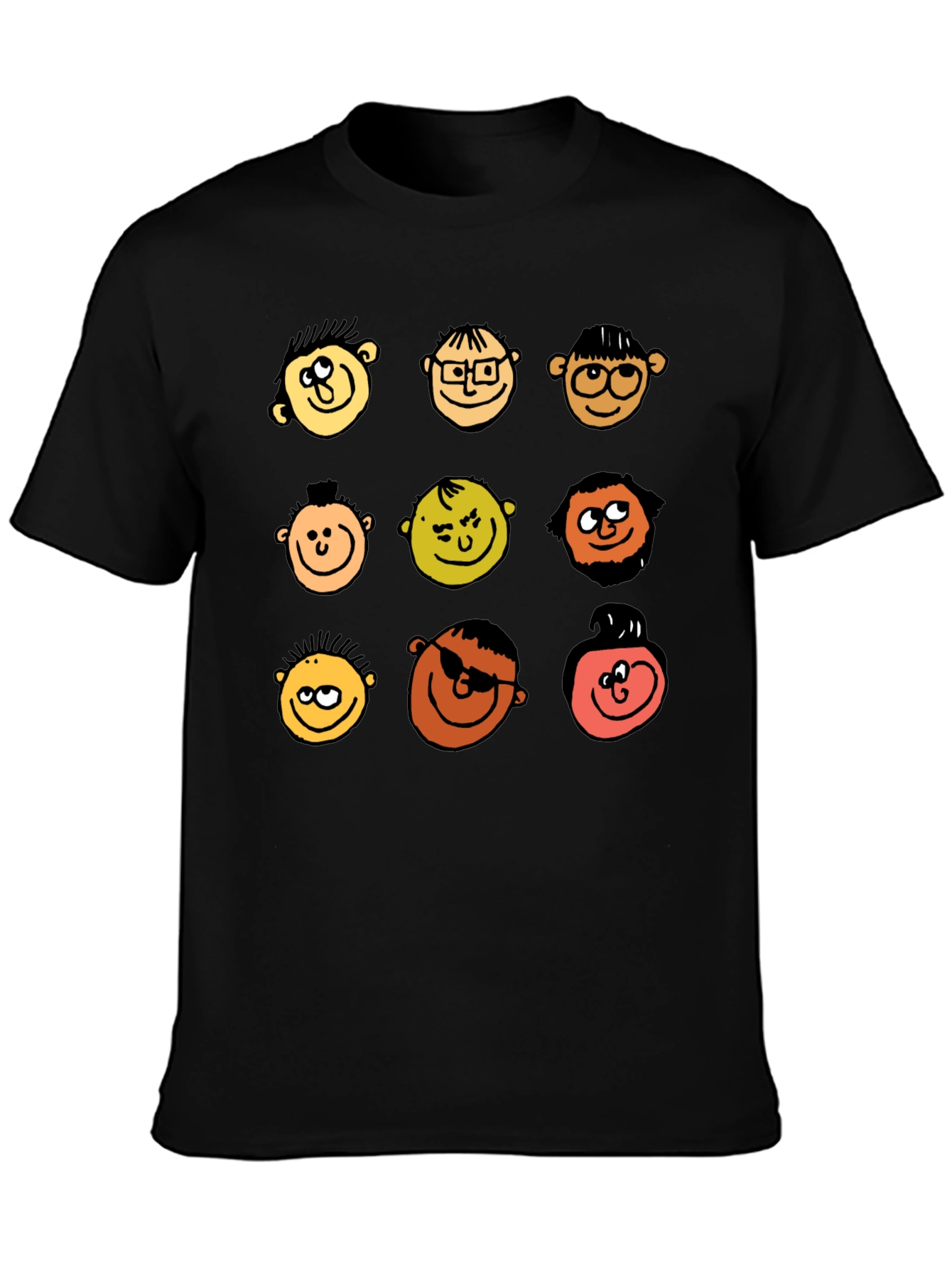 Cartoon Faces Graphic T-Shirt