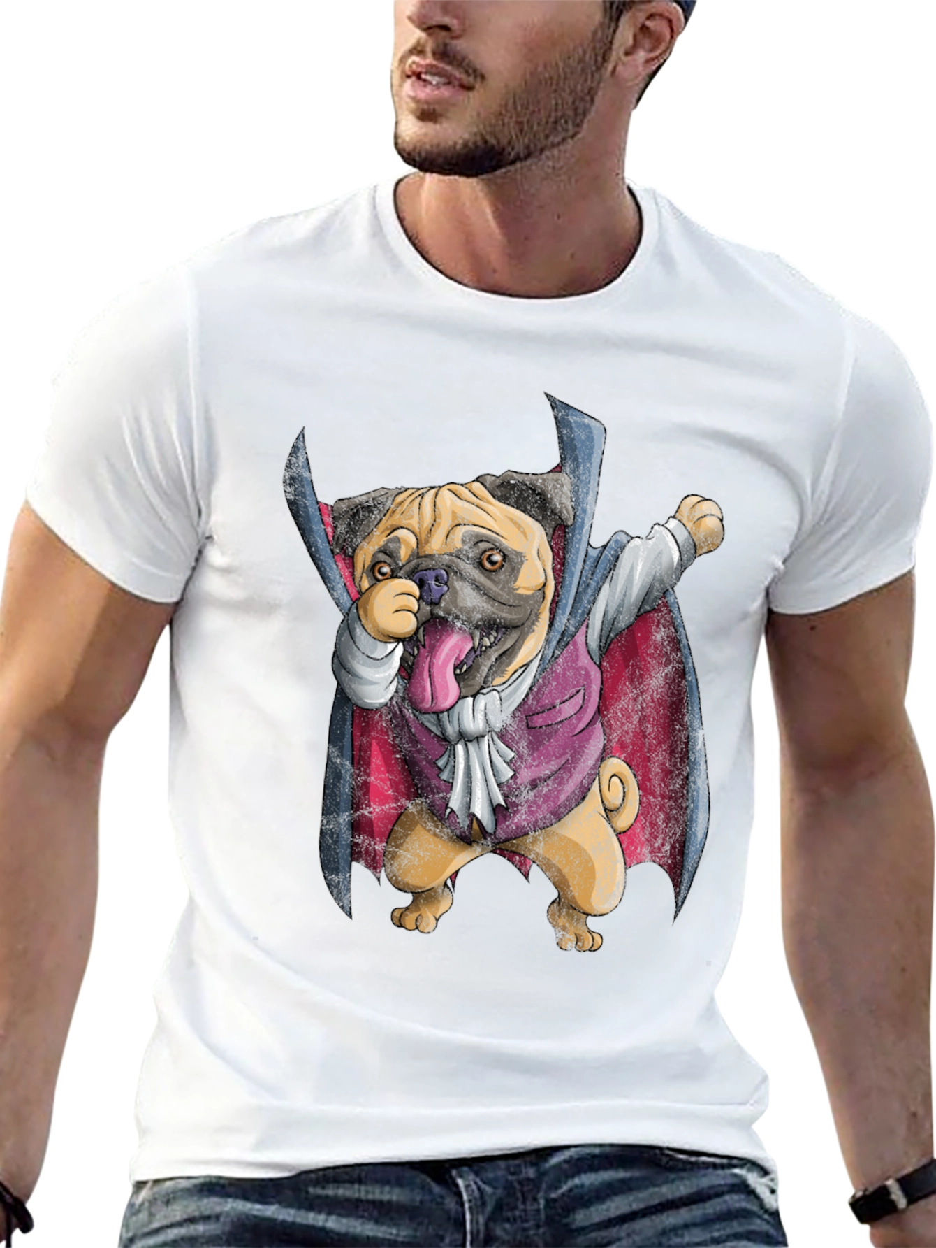 Funny Pug Vampire T-Shirt - Halloween Dabbing Dog