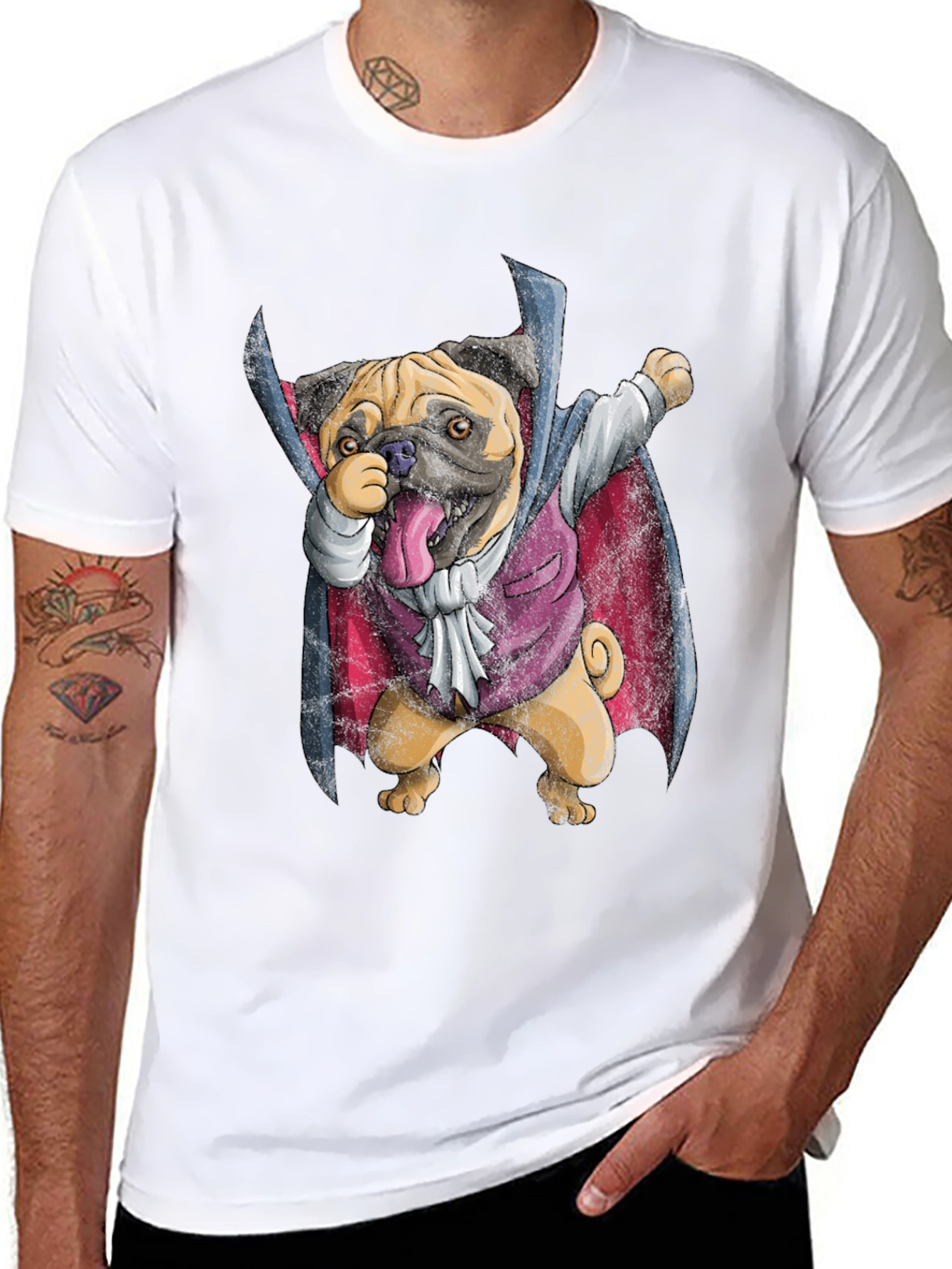 Funny Pug Vampire T-Shirt - Halloween Dabbing Dog