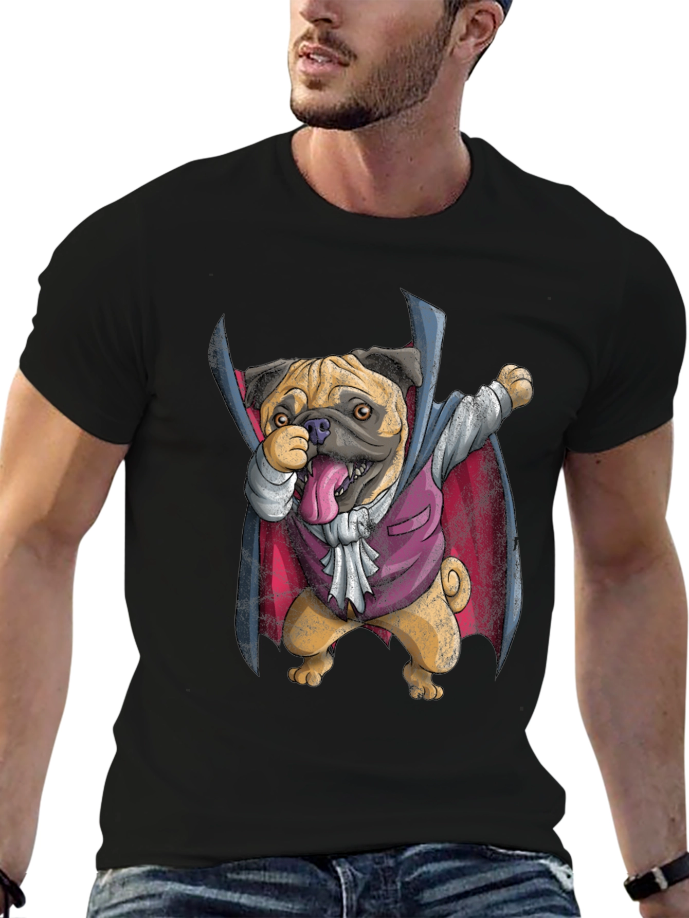 Funny Pug Vampire T-Shirt - Halloween Dabbing Dog