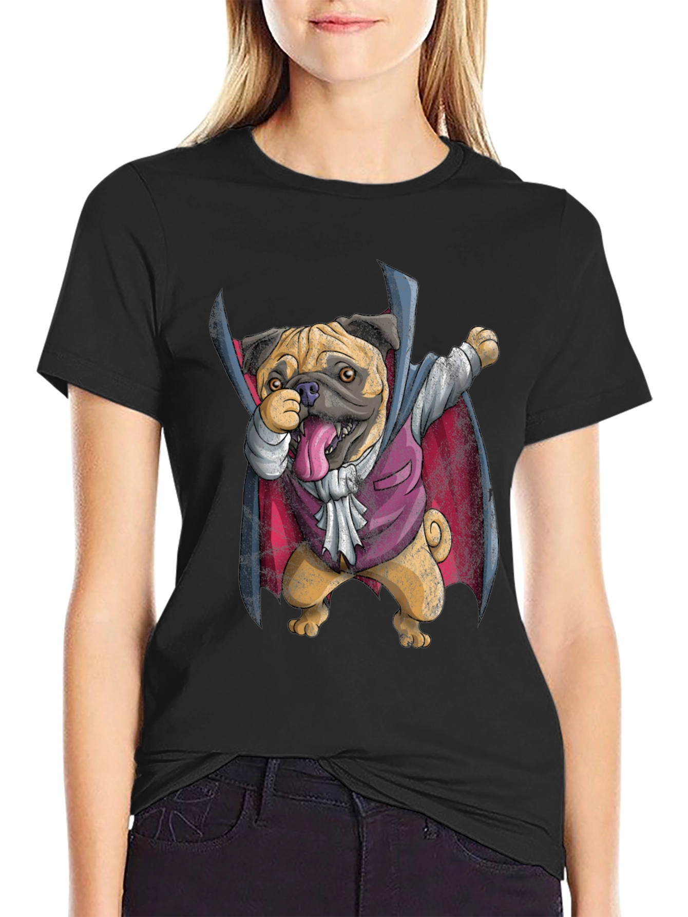 Funny Pug Vampire T-Shirt - Halloween Dabbing Dog