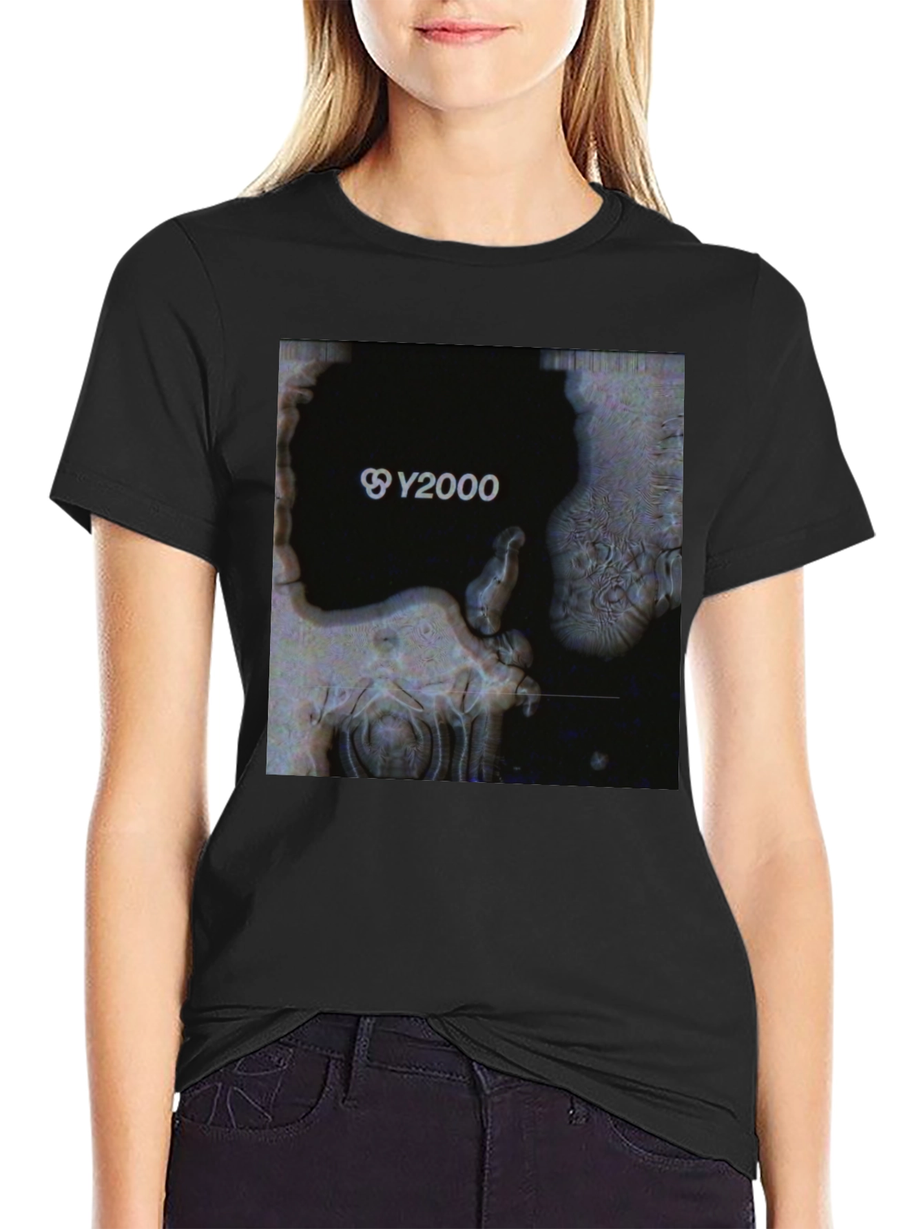 Y2000 Graphic Print Black T-Shirt