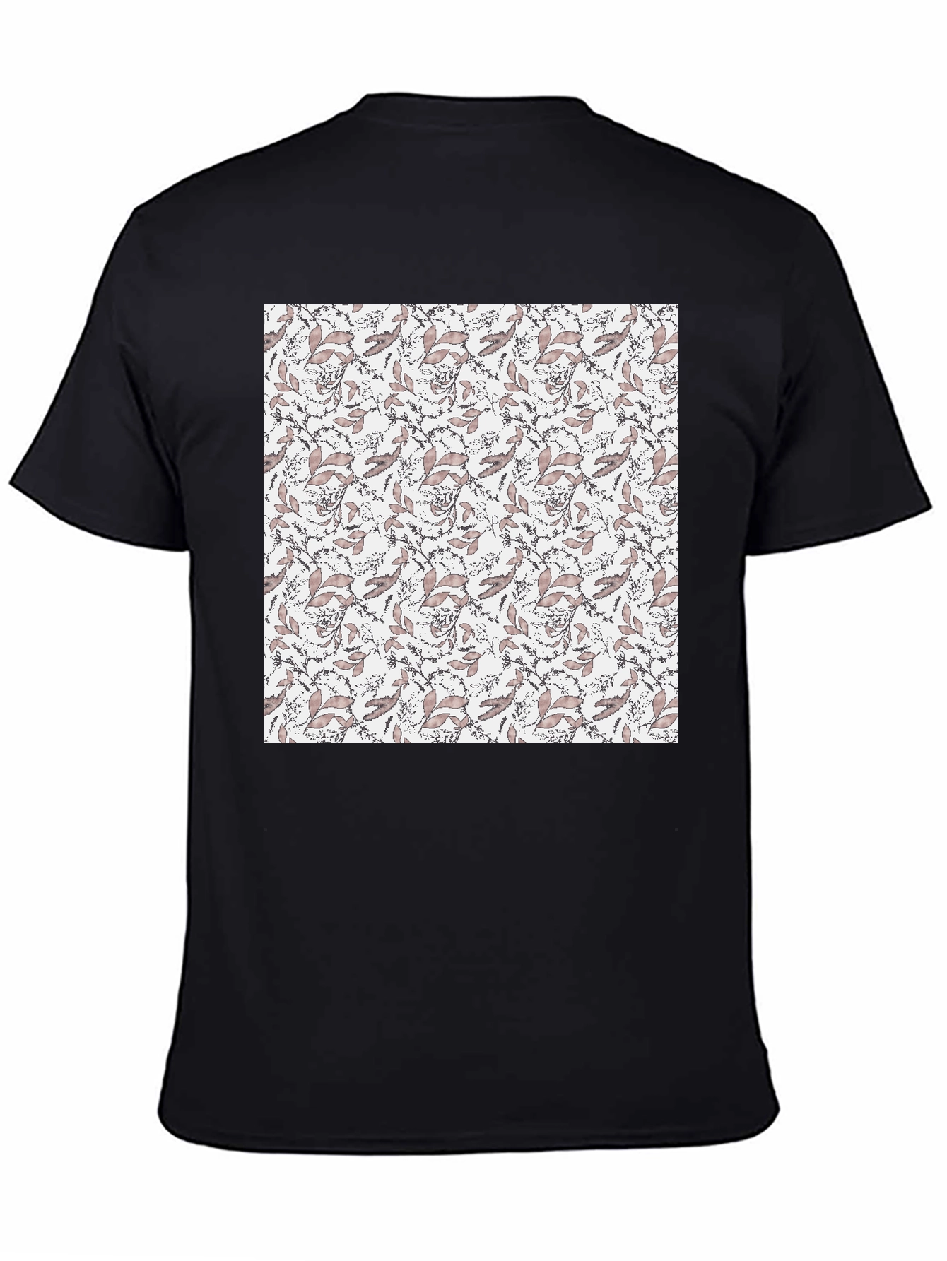 Elegant Floral Print Black T-Shirt