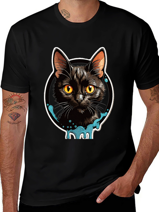 Black Cat Graphic T-Shirt - Mens Casual Tee