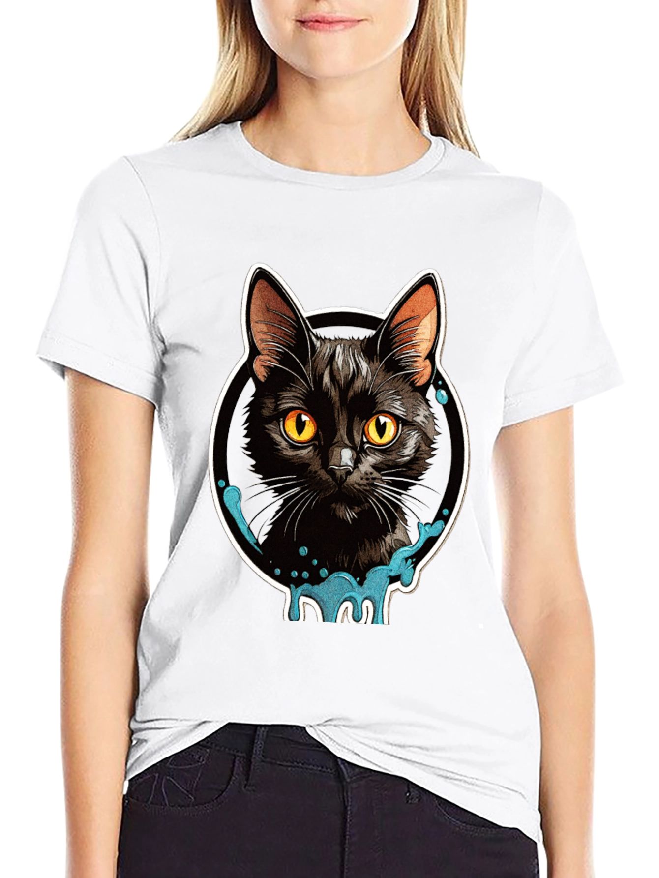Black Cat Graphic T-Shirt - Mens Casual Tee