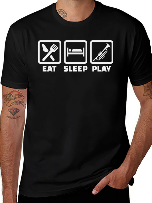 Eat Sleep Play Trumpet Black Graphic T-Shirt
