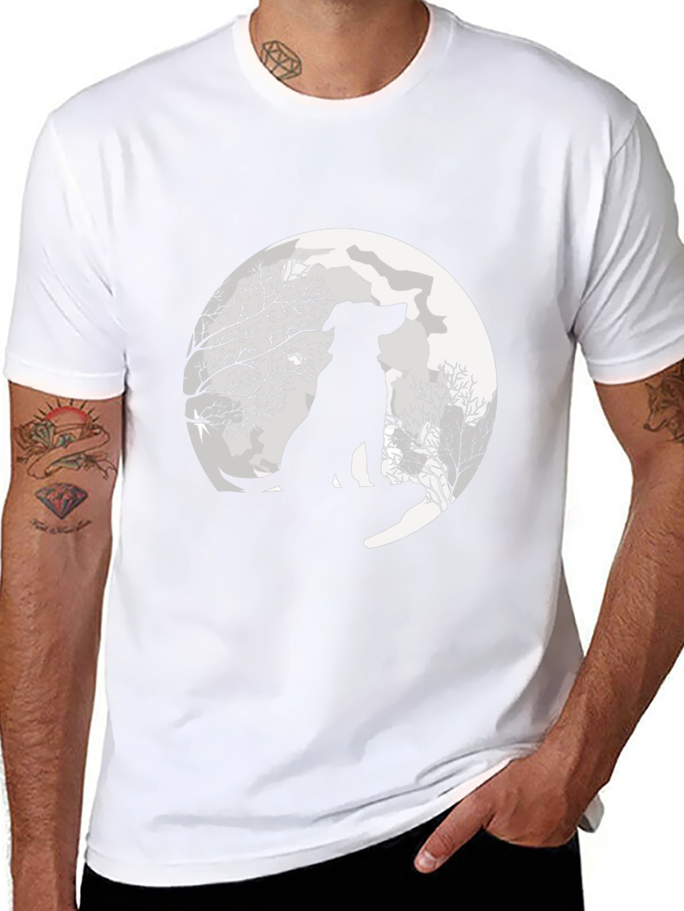 Moonlit Dog Silhouette Graphic Tee