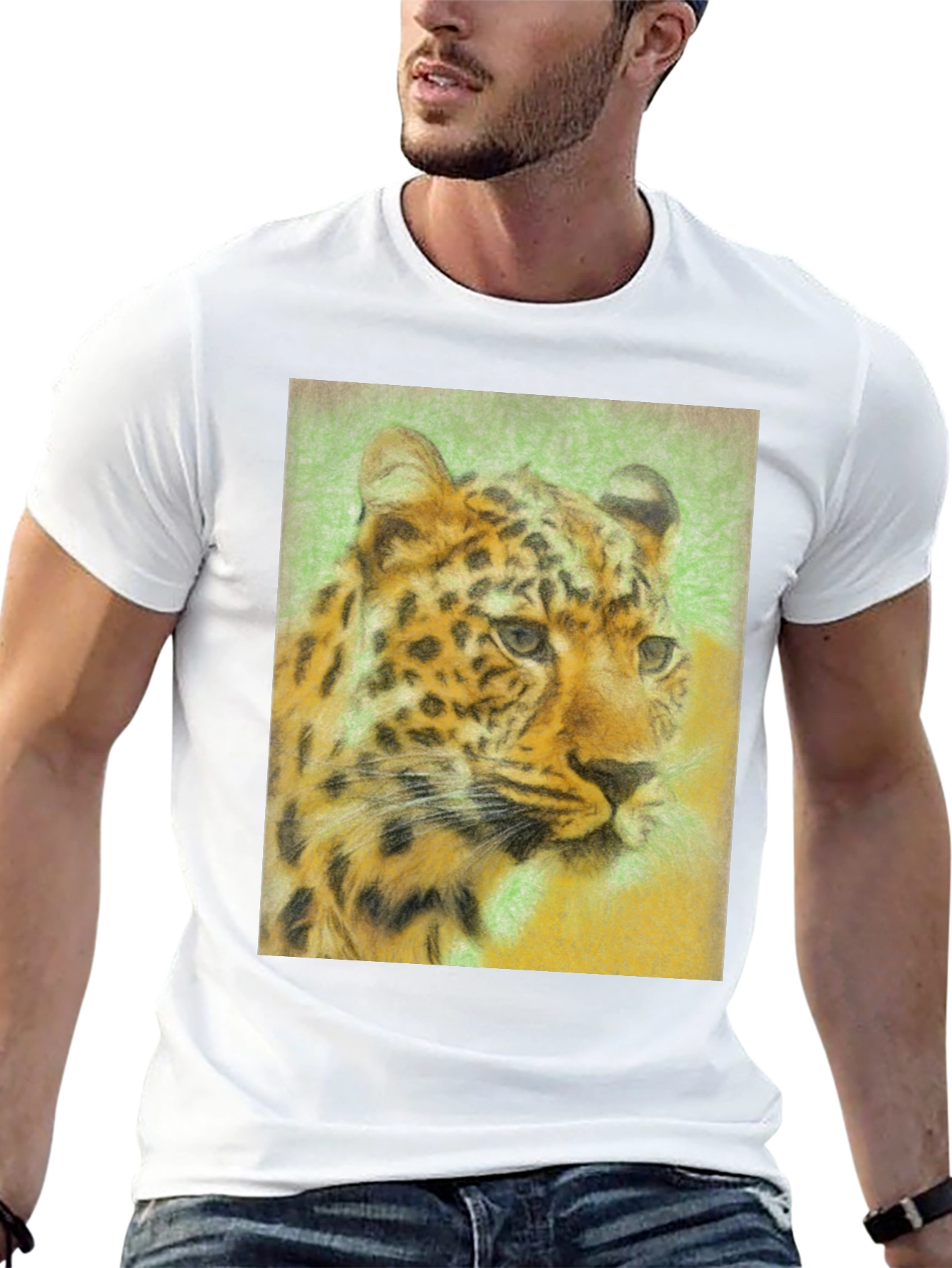 Leopard Graphic Print Black T-Shirt